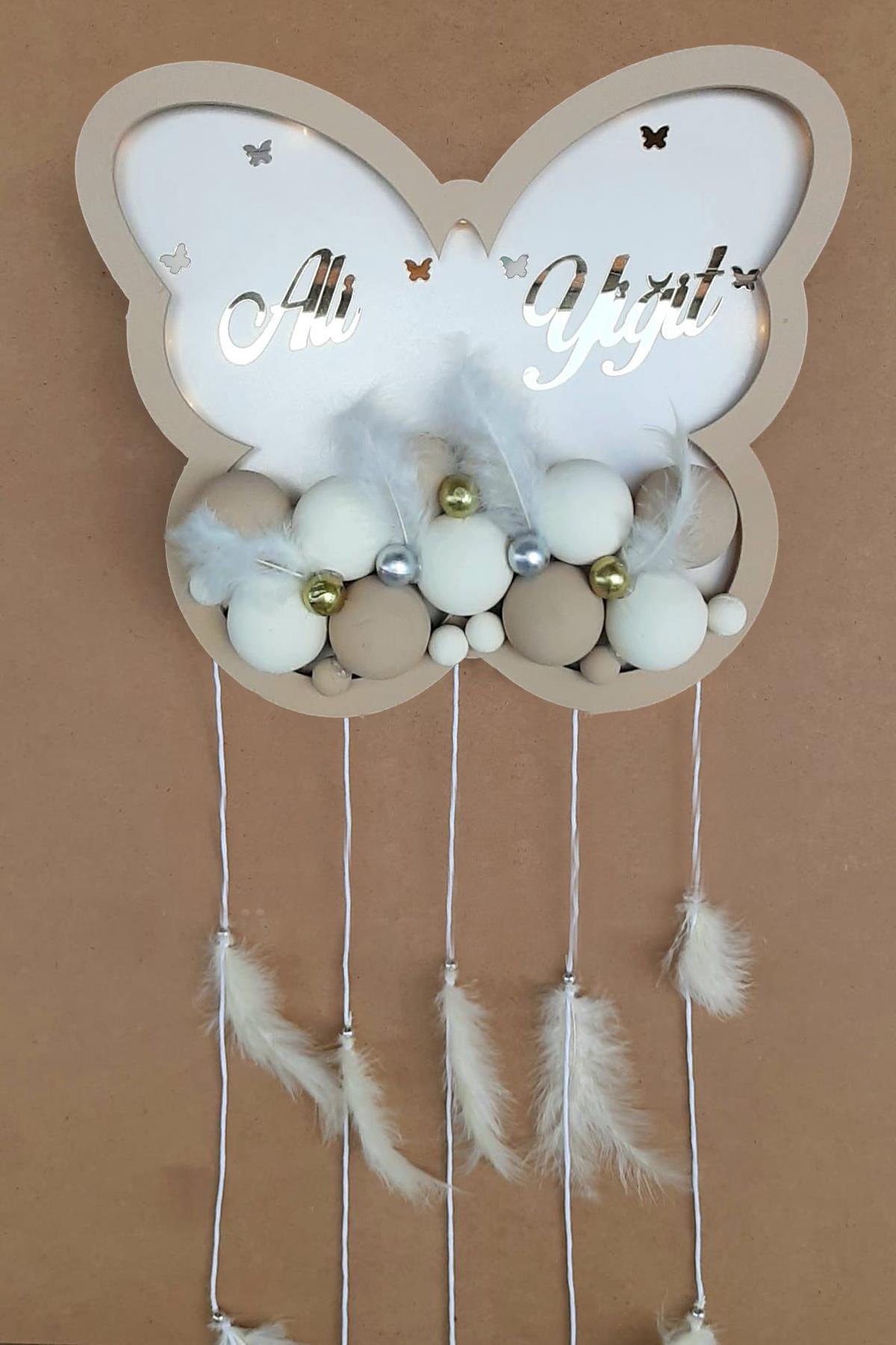 lh09002 İsme Özel Kelebek Işıklı Hastane Kapı Süsü