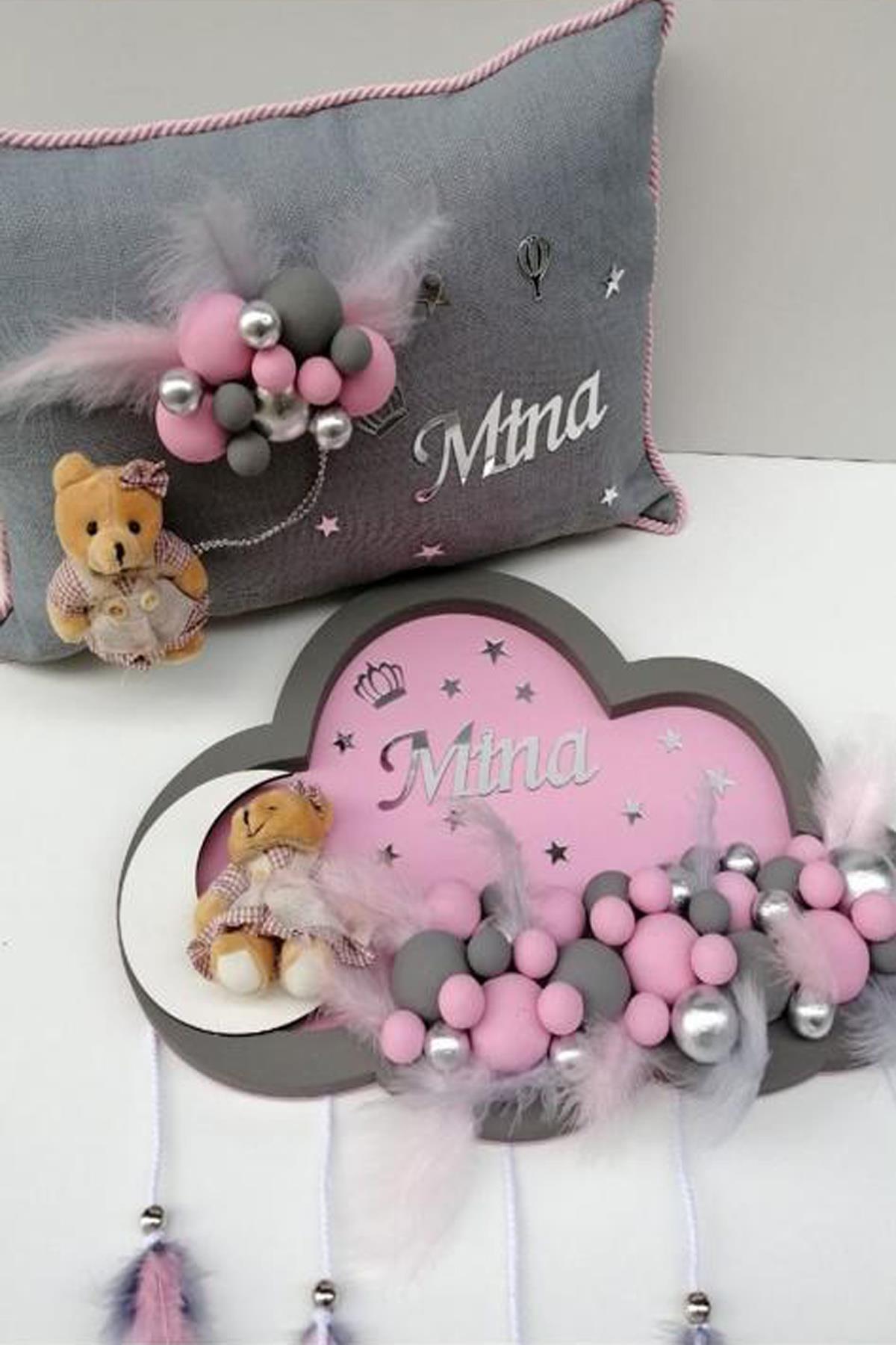 lh09019 İsme Özel Yastık ve Işıklı Hastane Kapı Süsü