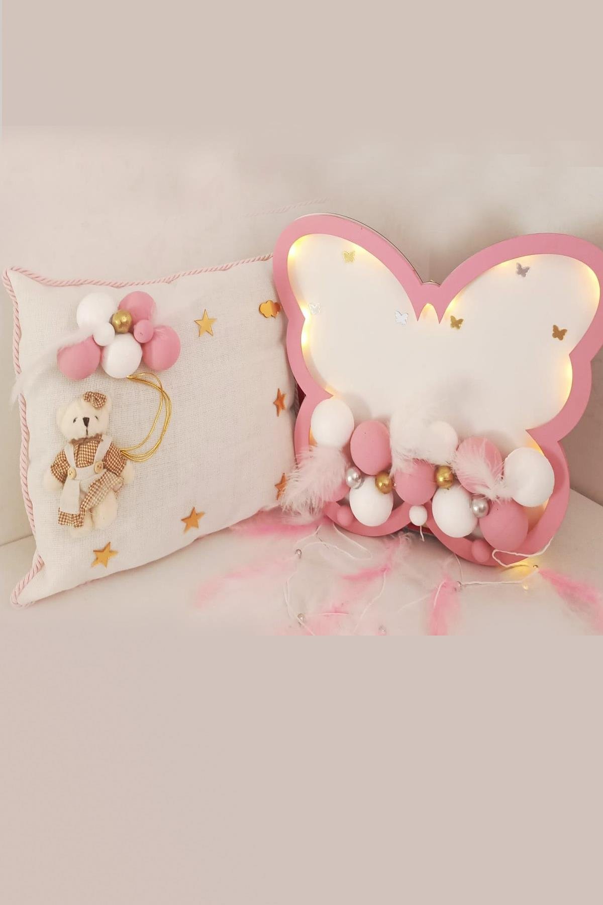 lh09021 İsme Özel Yastık ve Işıklı Hastane Kapı Süsü