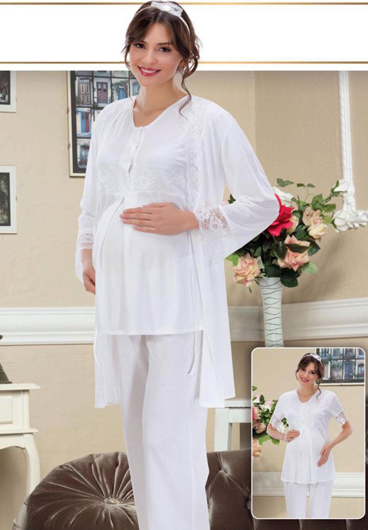 Lh1013pi Melisa Sabahlıklı Lohusa Pijama Takımı