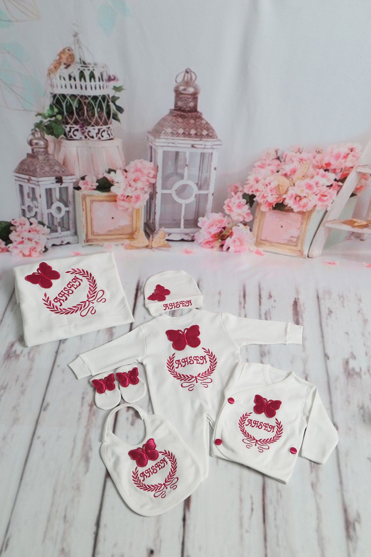 Lh1020 İsme Özel Kelebekli Hastane Çıkışı 10'lu Set