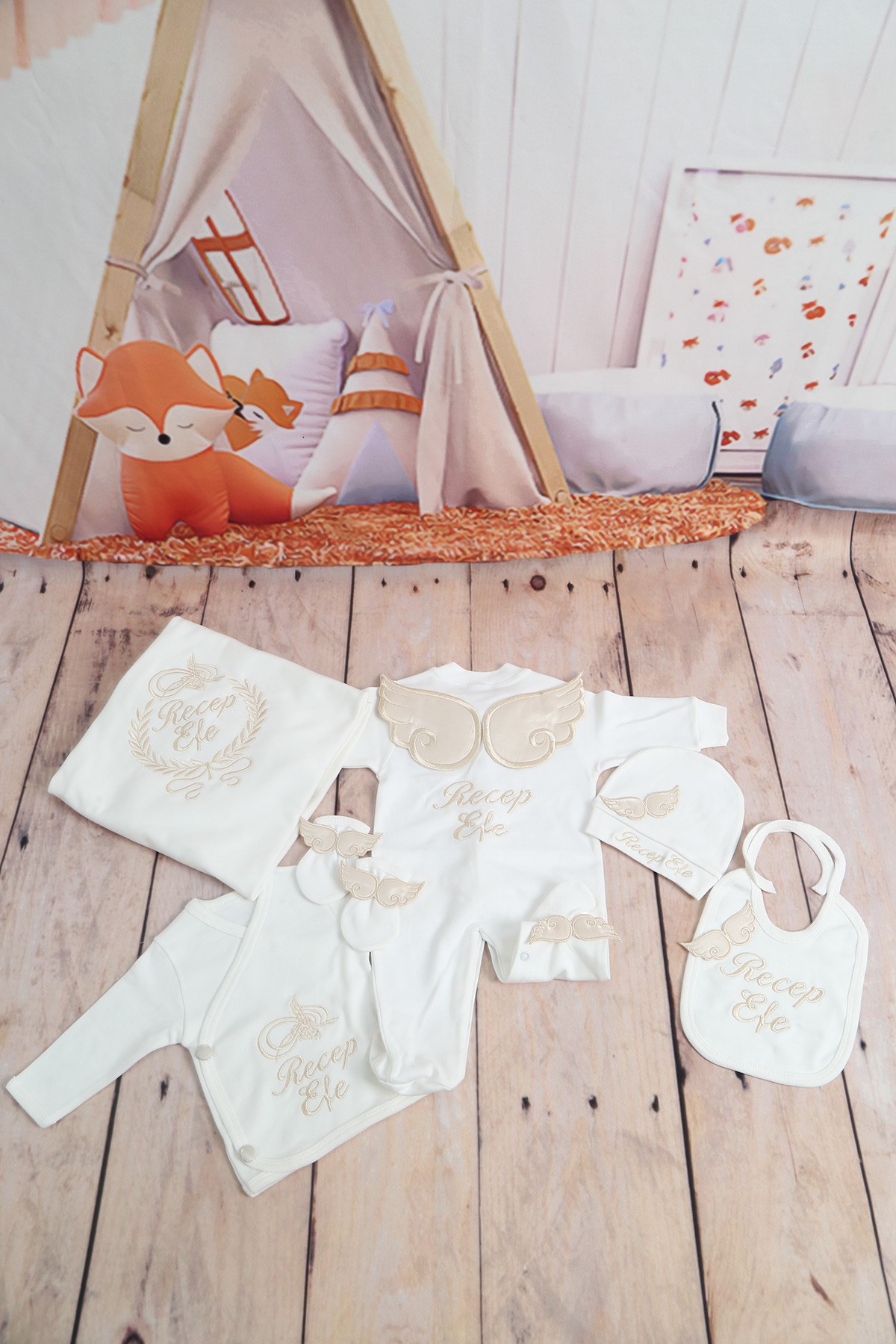 Lh1031 İsme Özel Tuğralı ve Kanatlı Hastane Çıkışı 10'lu  Set