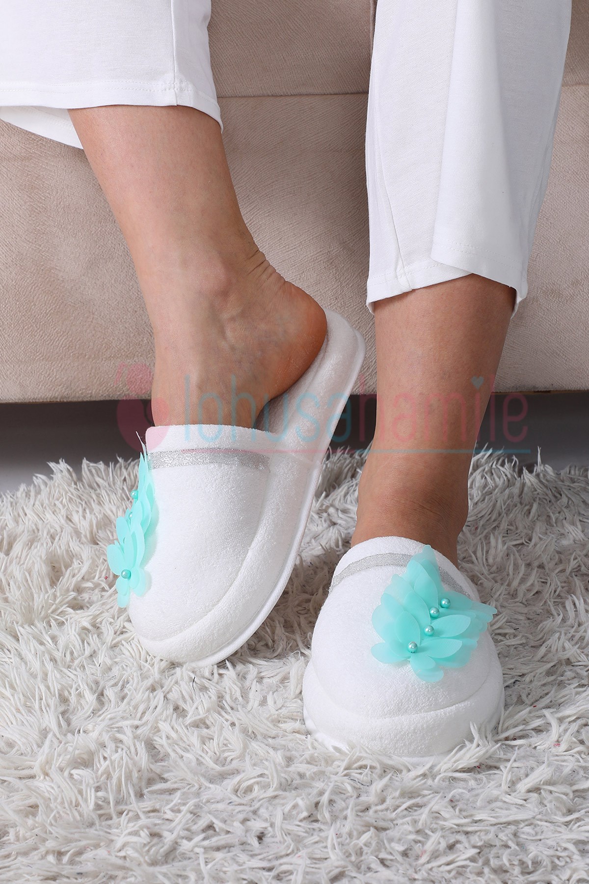 Lh12045 Mint Kelebekli Lohusa Terliği