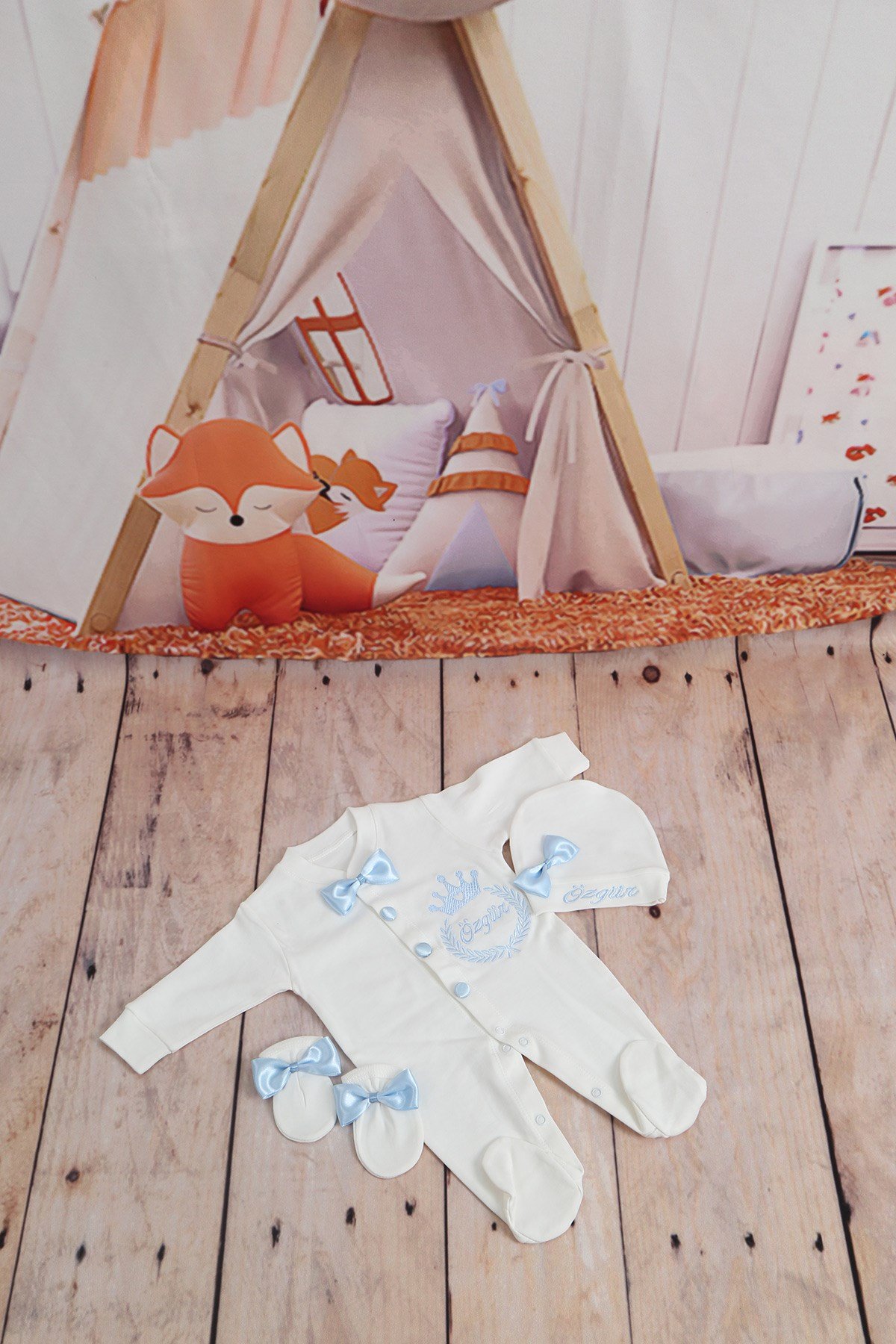 Lh3111 İsme Özel Çelenk Taclı Hastane Çıkışı 3lü Set