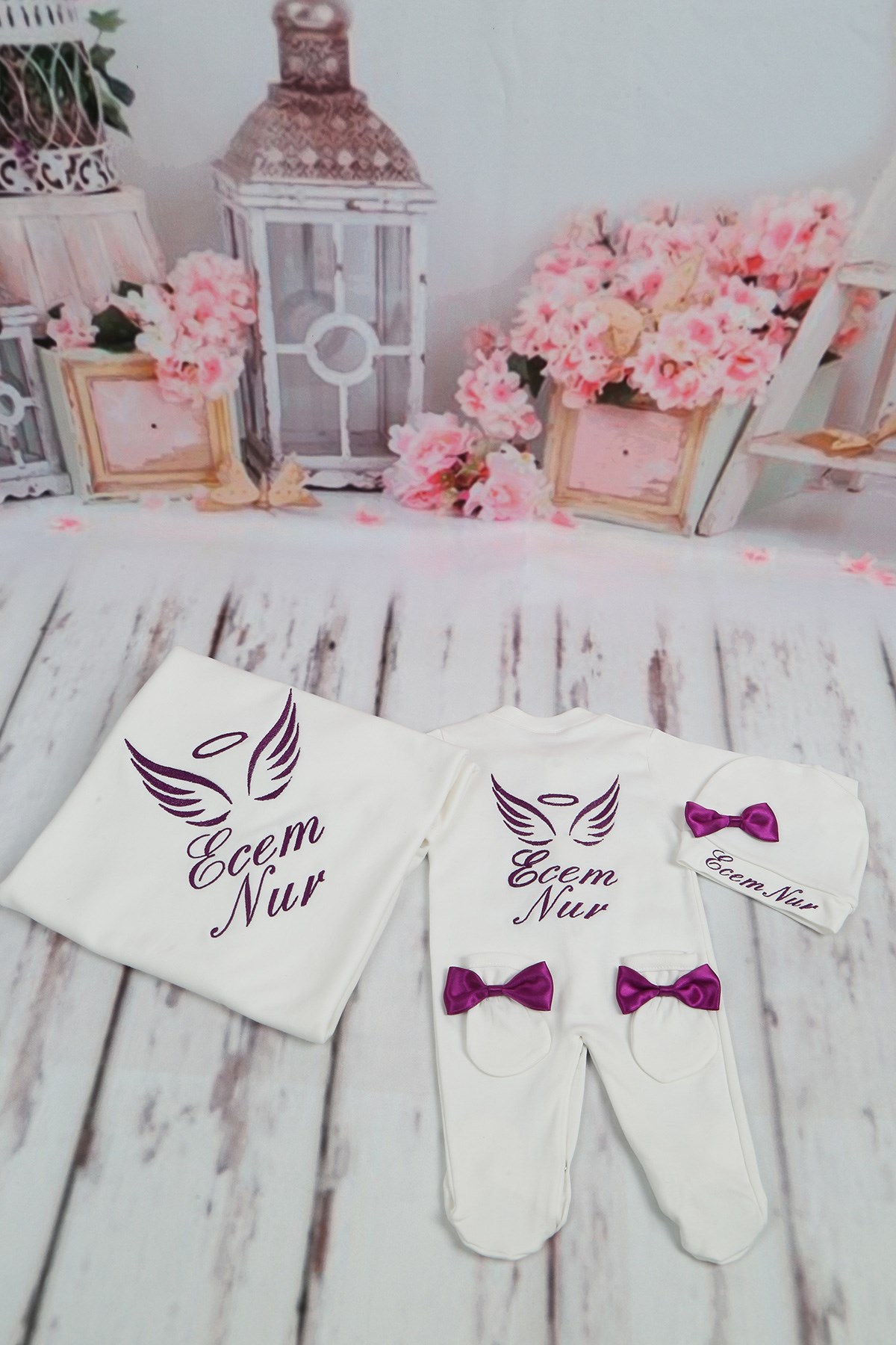 Lh4097 İsme Özel Melek Kanatlı Hastane Çıkışı 4'lü set