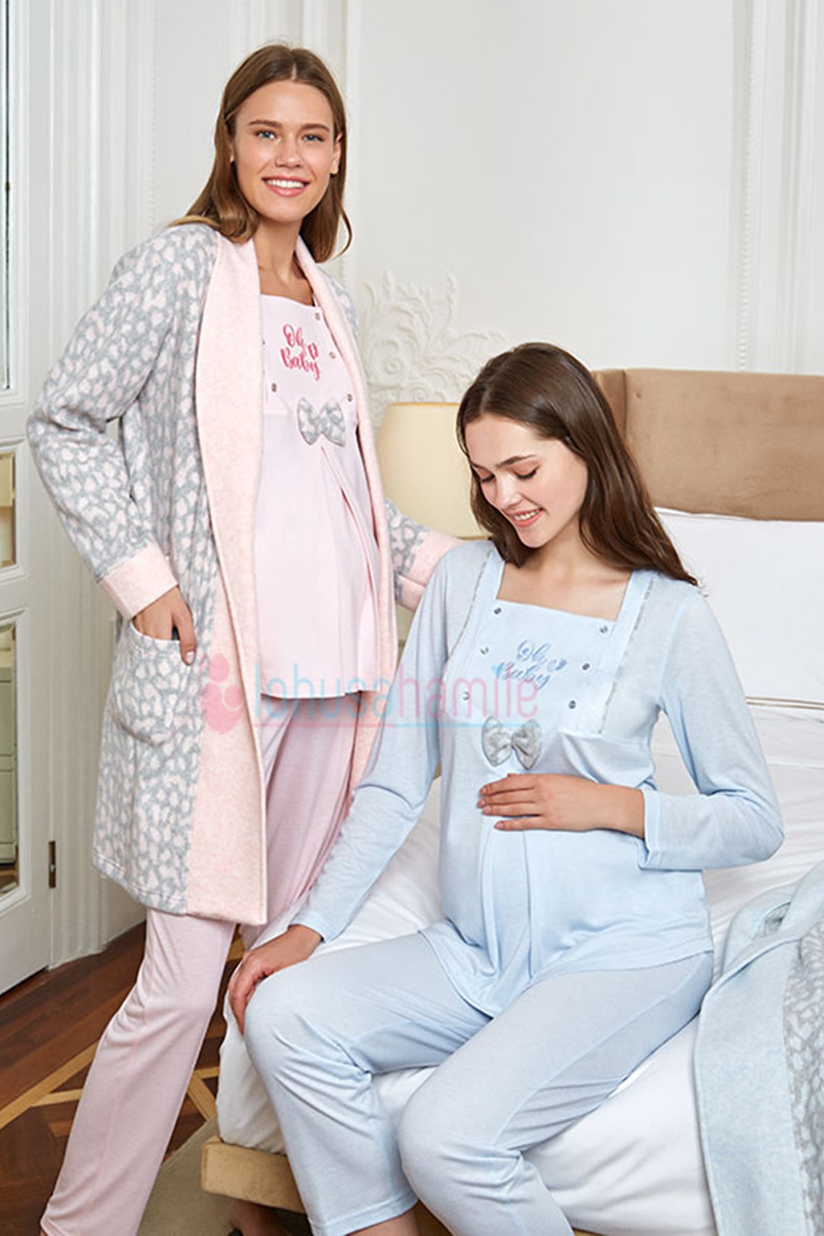 Coşku 20106 Fleece Maternity Pajama and Robe Set