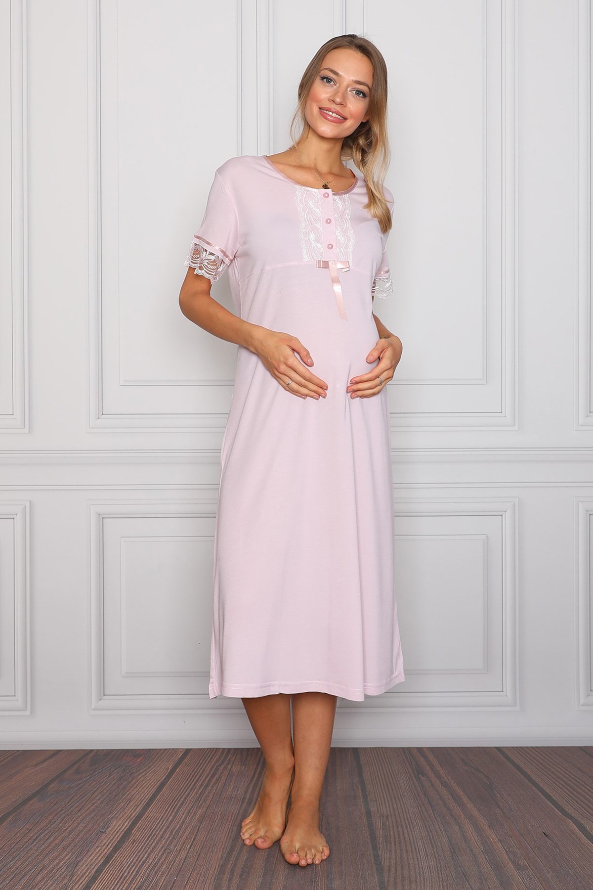 Lohusa Hamile 22003 Pembe Lohusa Gecelik