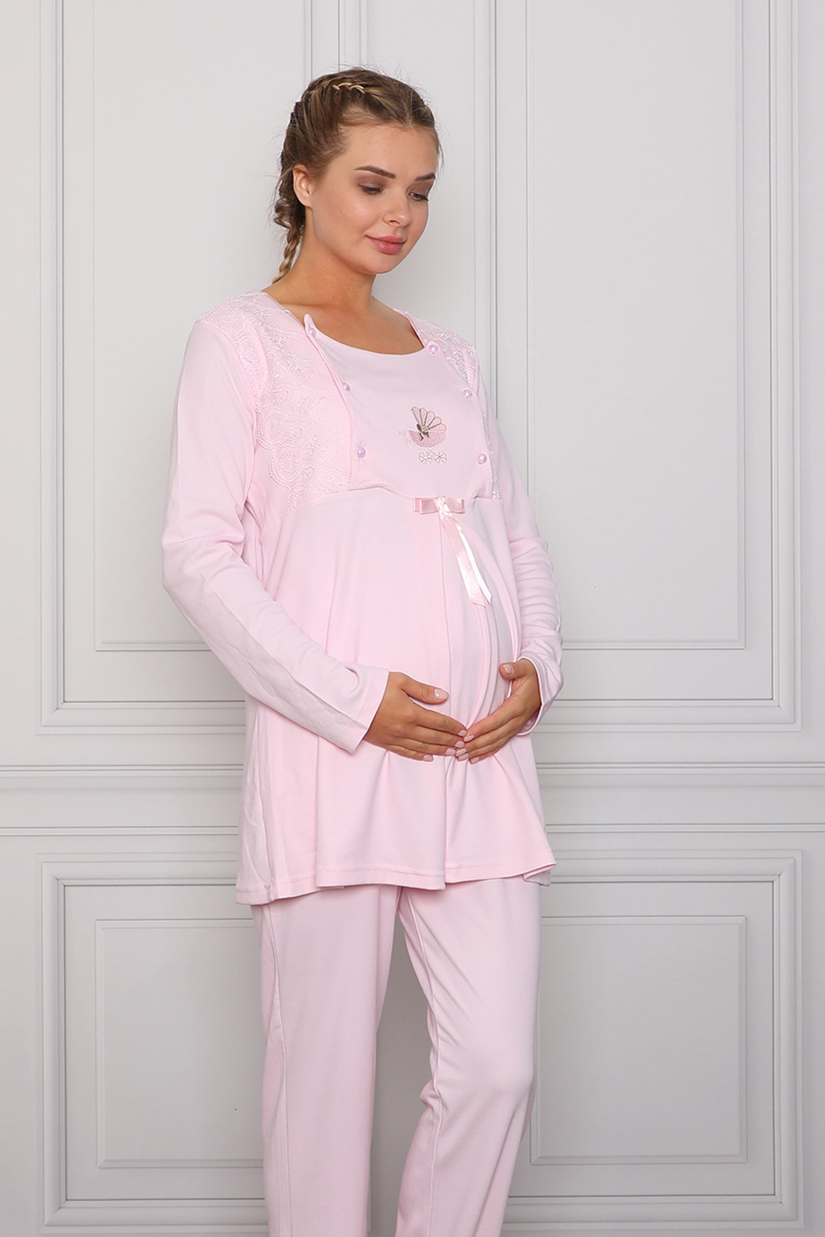Lohusa Hamile 22012 Pembe Baby Lohusa Pijama