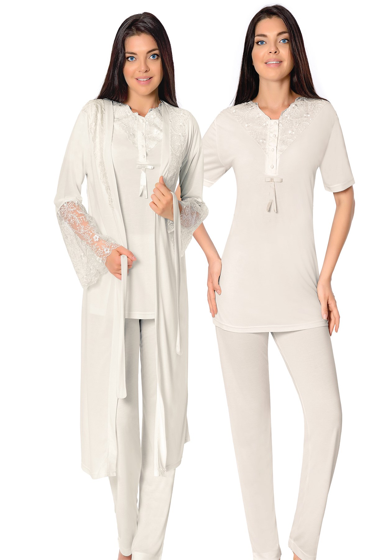 Lohusa Hamile 2354 Ekru Lohusa Pijama Takımı