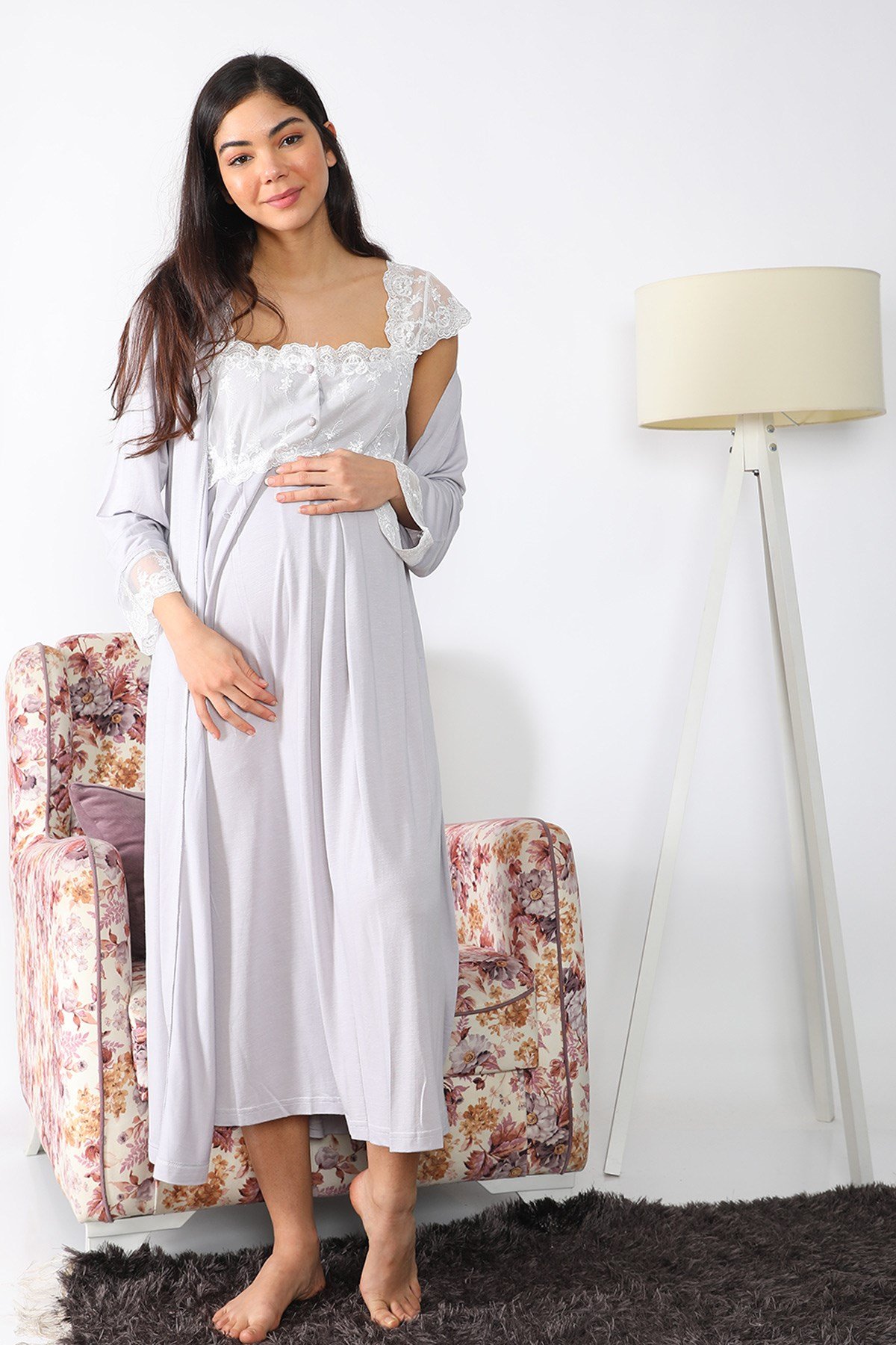 Nurture by Lamaze Women's Maternity Nursing Robe Set with Swaddle 