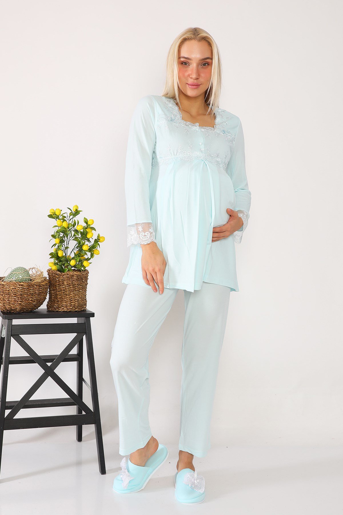Lohusa Hamile 2603 Turkuaz Lohusa Pijama