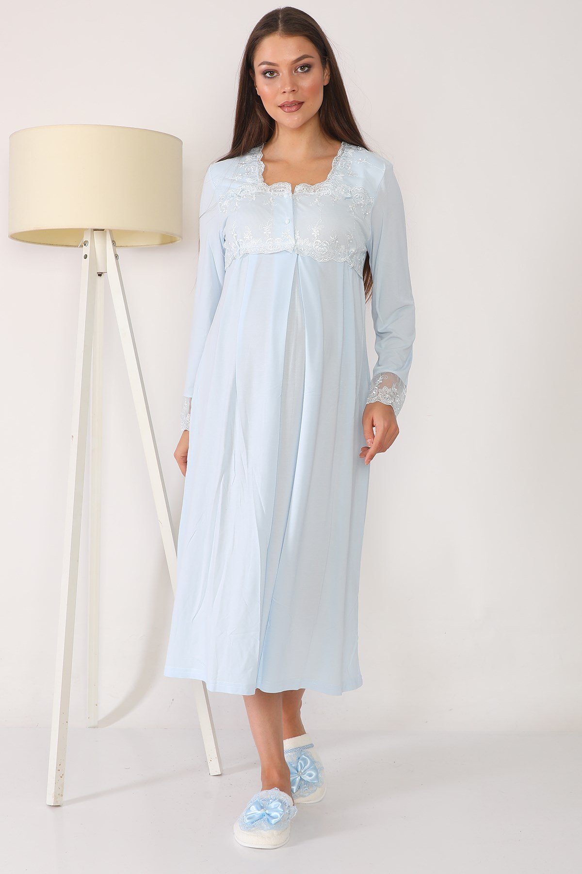 Lohusa Hamile 2604 Mavi Lohusa Gecelik