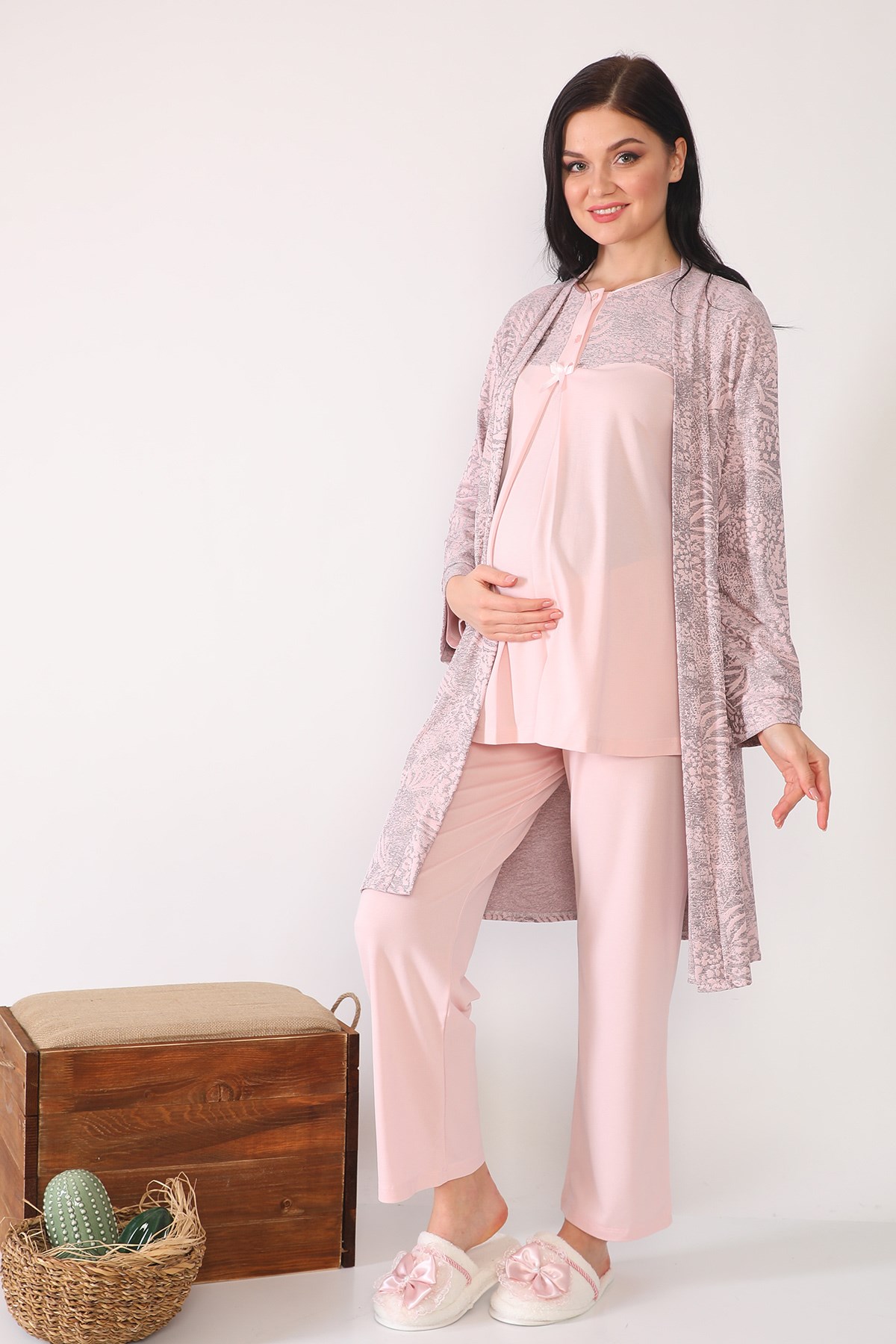Mandia Pudra Sabahlıklı Lohusa Pijama Takımı
