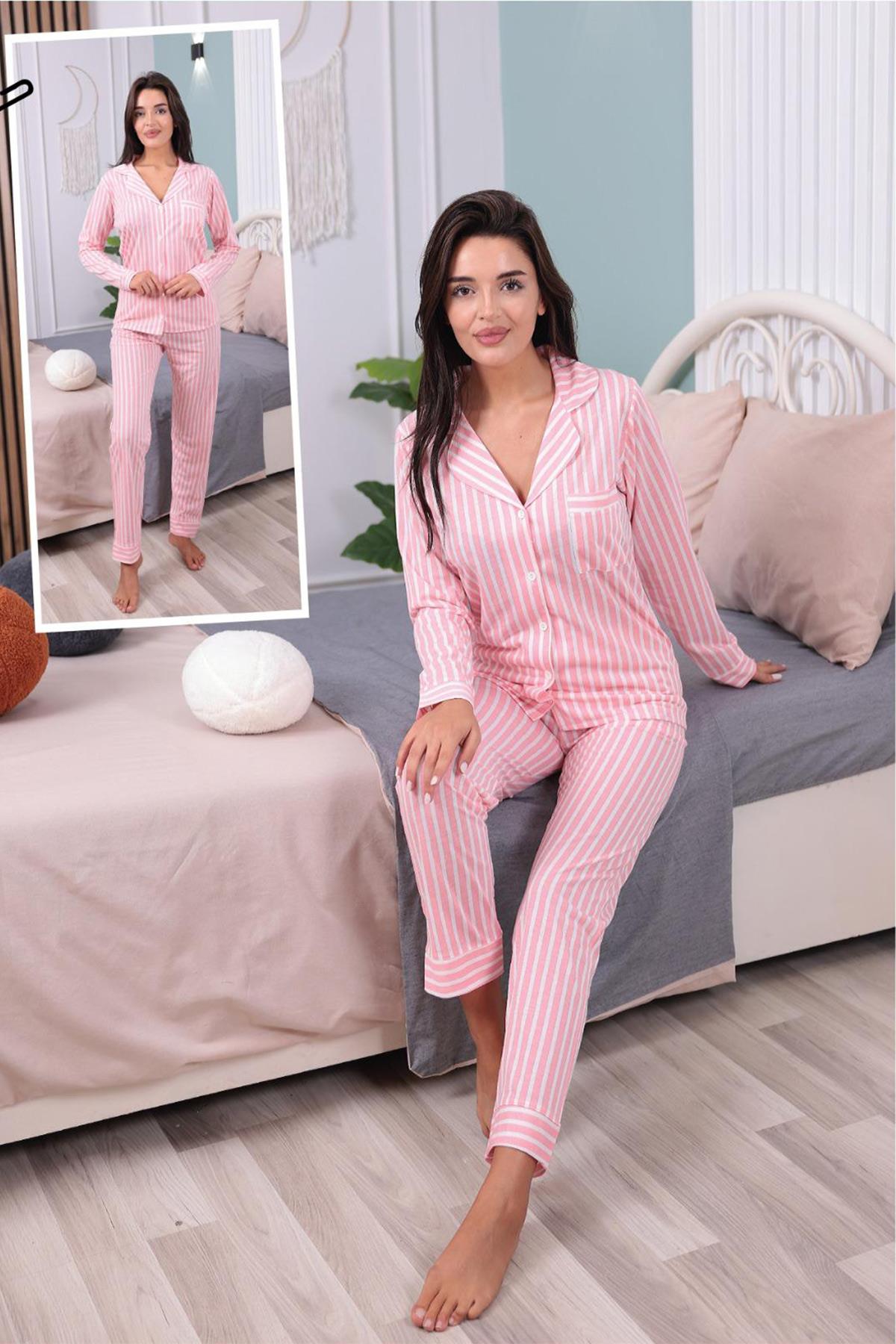 MD style 1011 Önden Düğmeli Lohusa Pijama Takımı