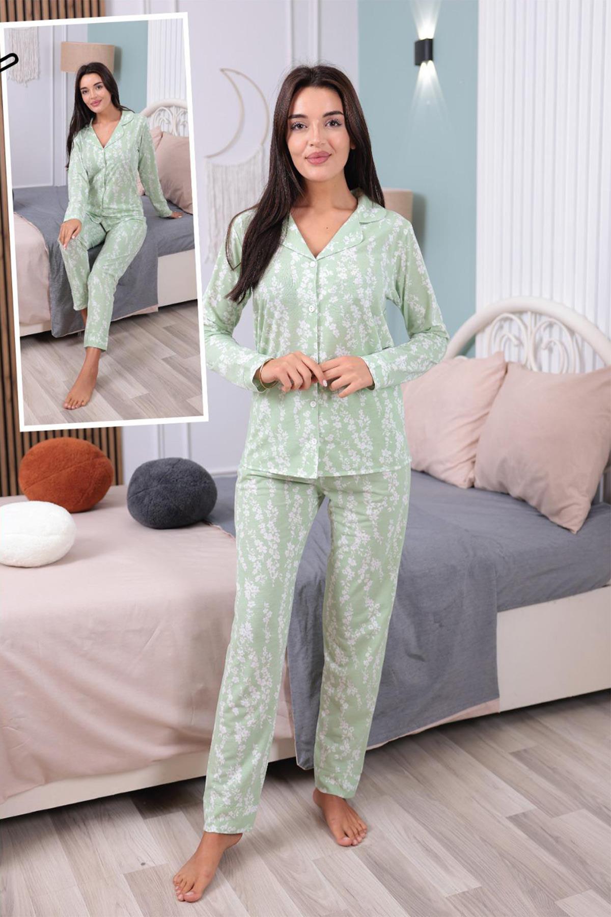 MD style 1014 Önden Düğmeli Lohusa Pijama Takımı