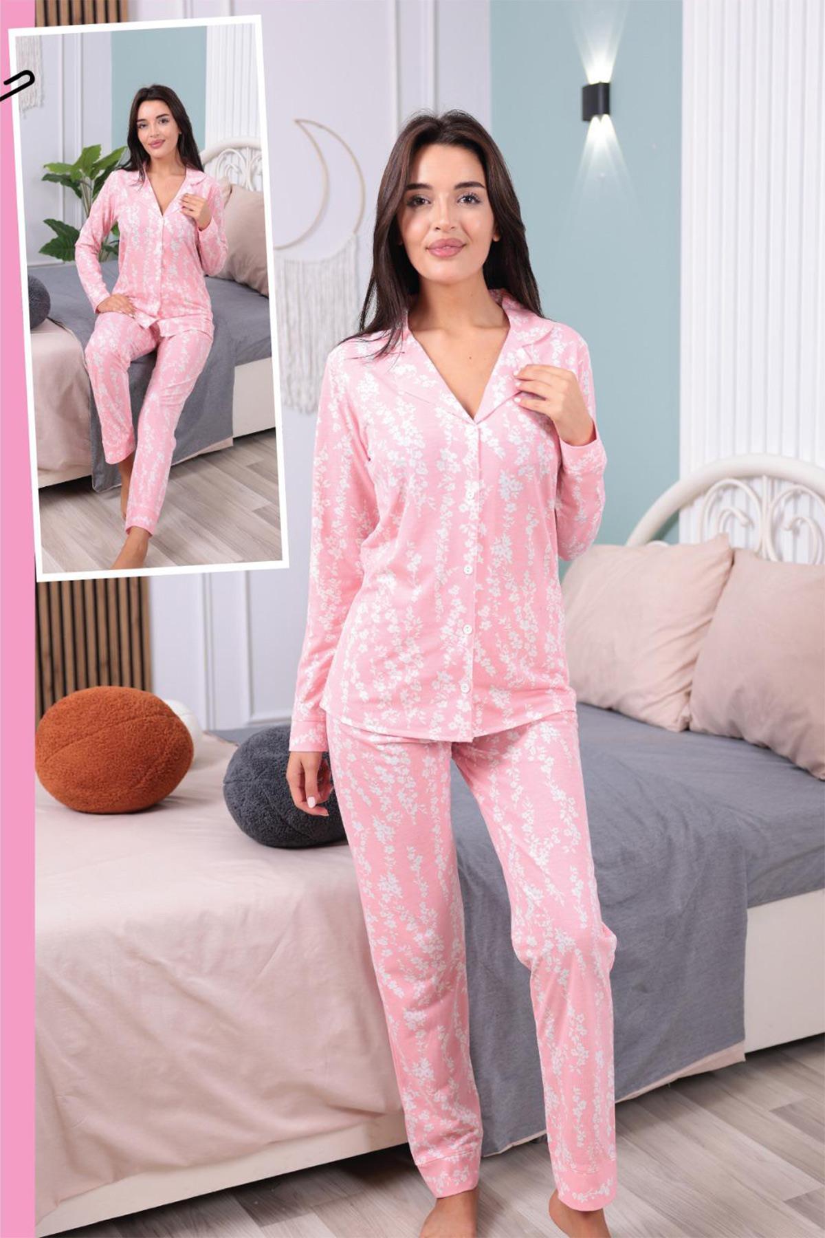 MD style 1019 Önden Düğmeli Lohusa Pijama Takımı