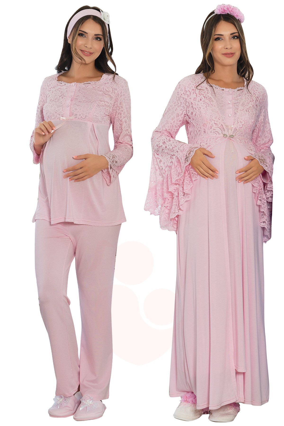 Mecit 10009 Güpür Detaylı Lohusa Hamile 4lü Set