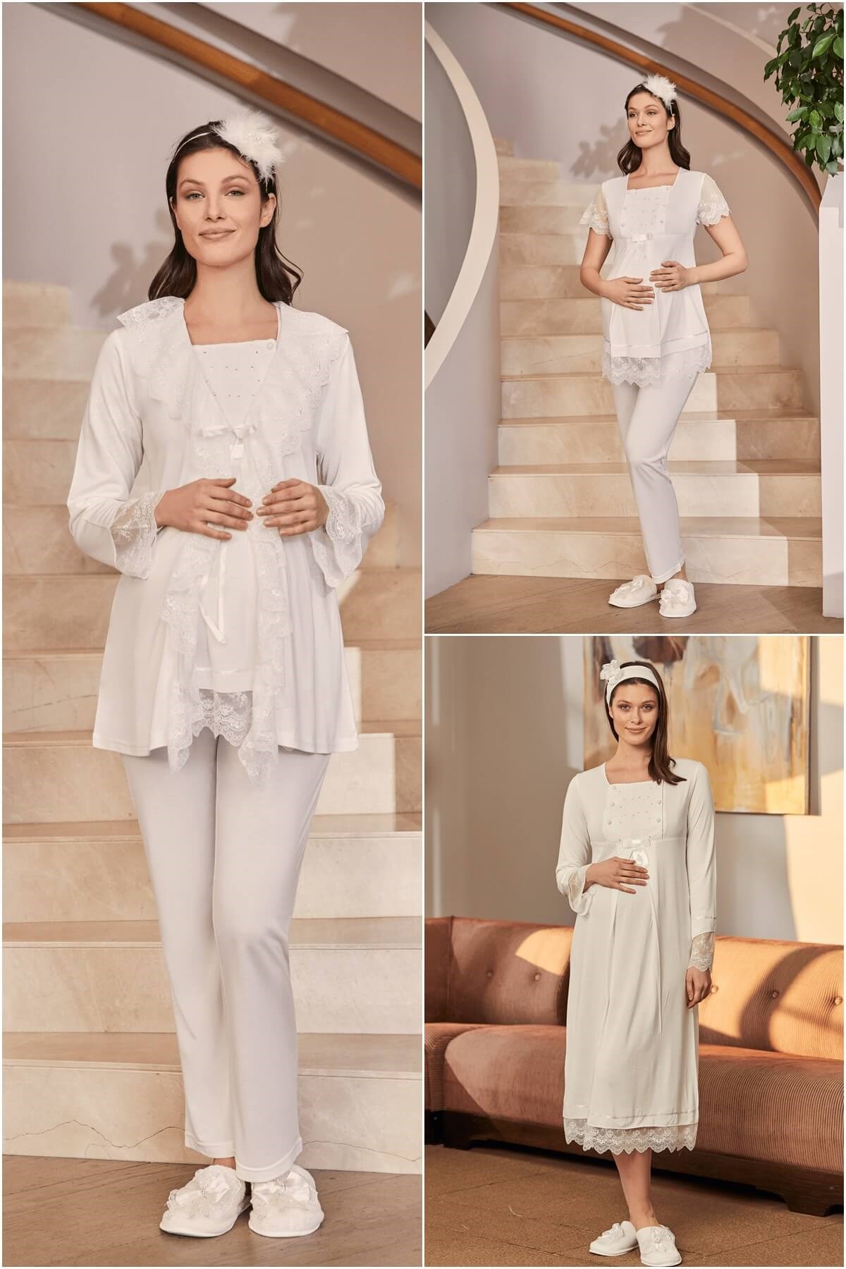 Mecit 10105 Ekru Hamile Lohusa 4lü Set