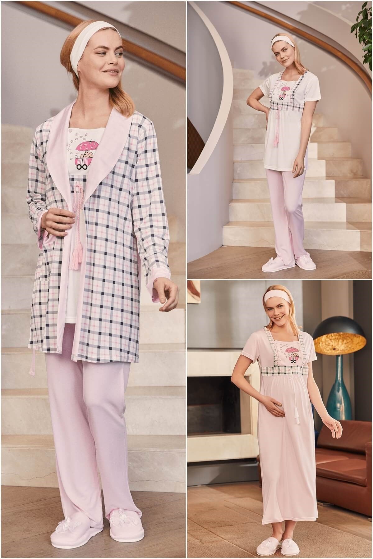 Mecit 10109 Pembe Hamile Lohusa 4lü Set