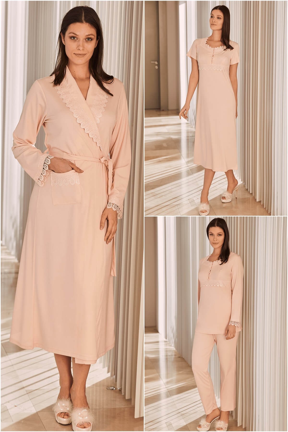 Mecit 10119 Pudra Pembe 4lü Hamile Lohusa Set