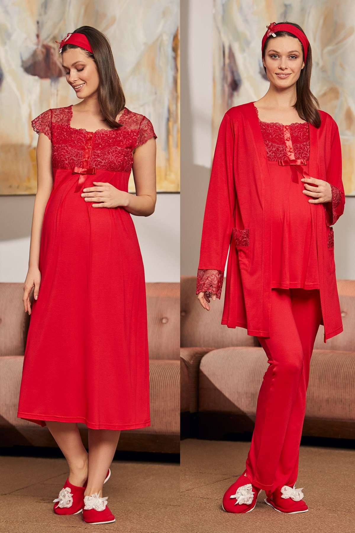 Mecit 16230 Kırmızı Lohusa 4lü Set