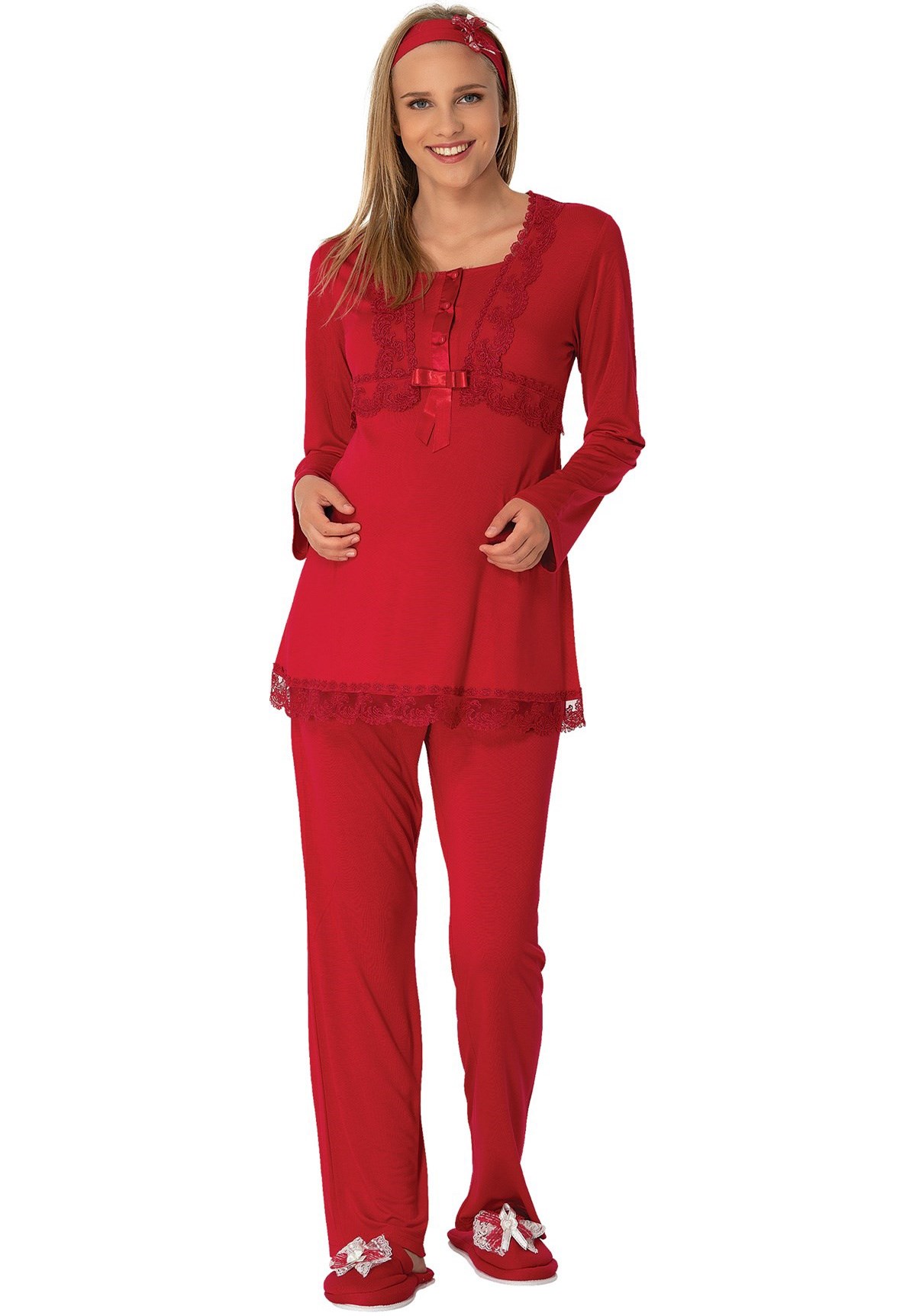 MECIT 1819 Lace Detailed Maternity Nursing Pajama Set
