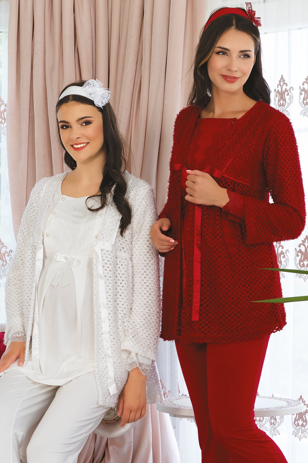 Mecit 1905 Triko File Sabahlıklı Lohusa Pijama Takımı
