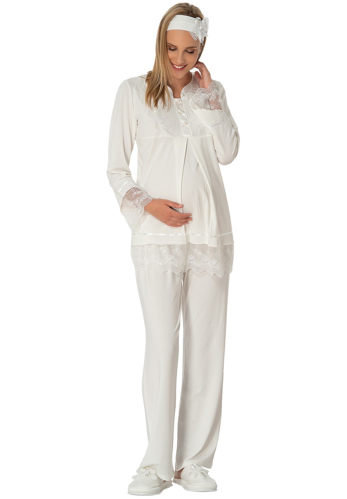 MECIT 1710 Exit Lace Collar Maternity Pajama Set