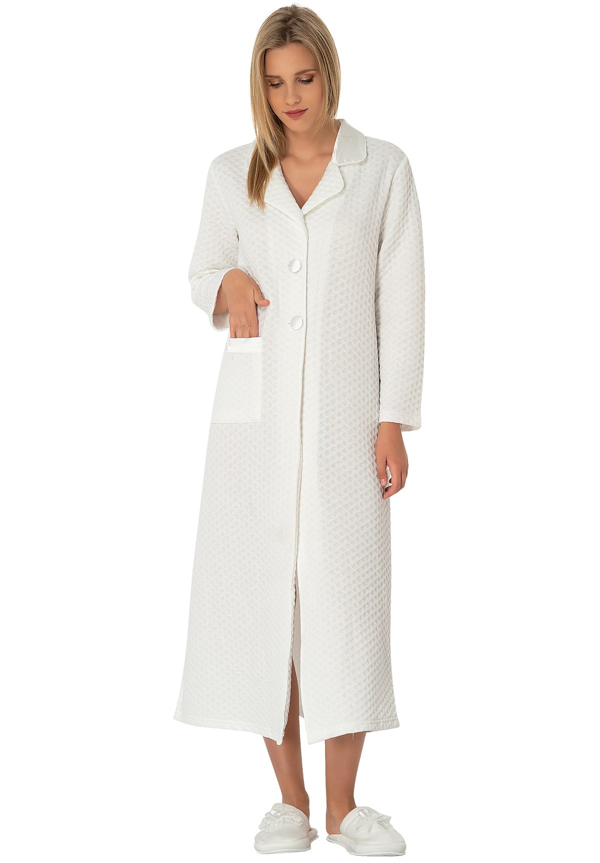 MECIT 1918 Quilted Detailed Maternity Robe