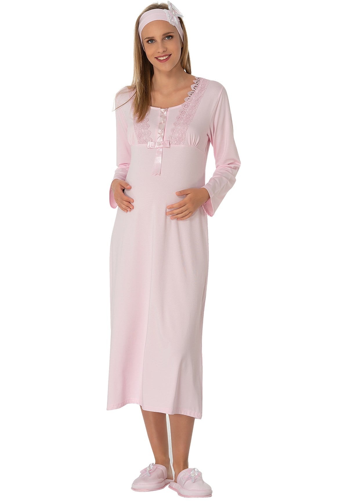 MECIT 1919 Guipure Lace Detailed Maternity Nightgown