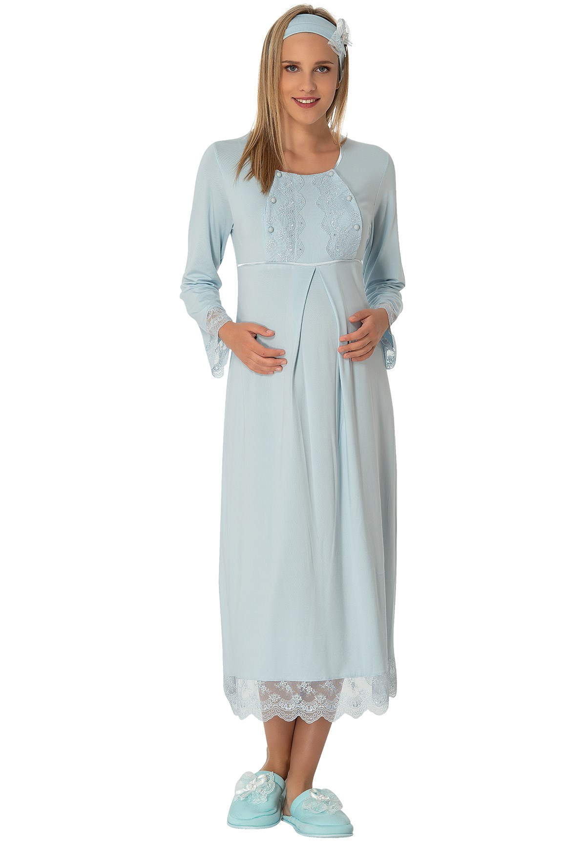 MECIT 1922 Maternity Nightgown with Lace Skirt