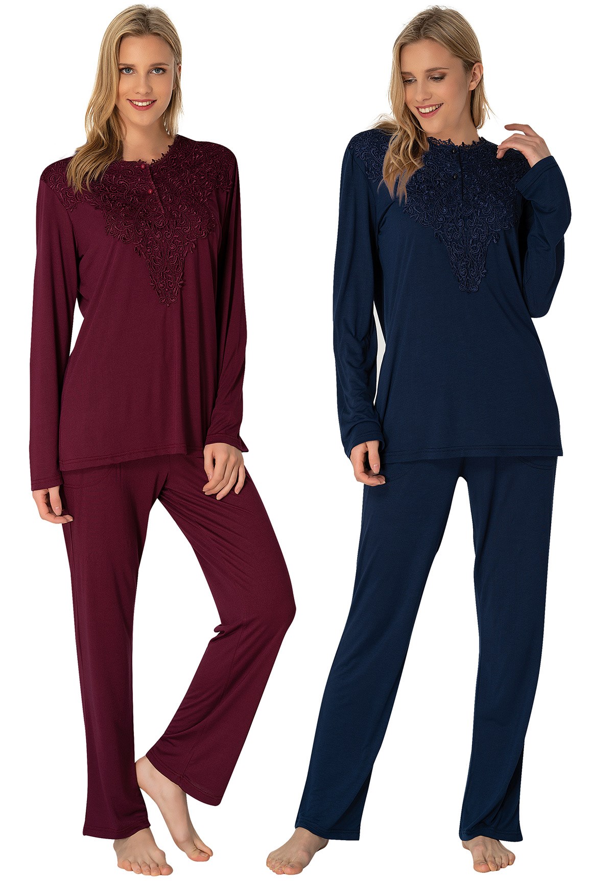 Mecit 1933 Mikroviskon Dantel Detaylı Lohusa Pijama Takımı