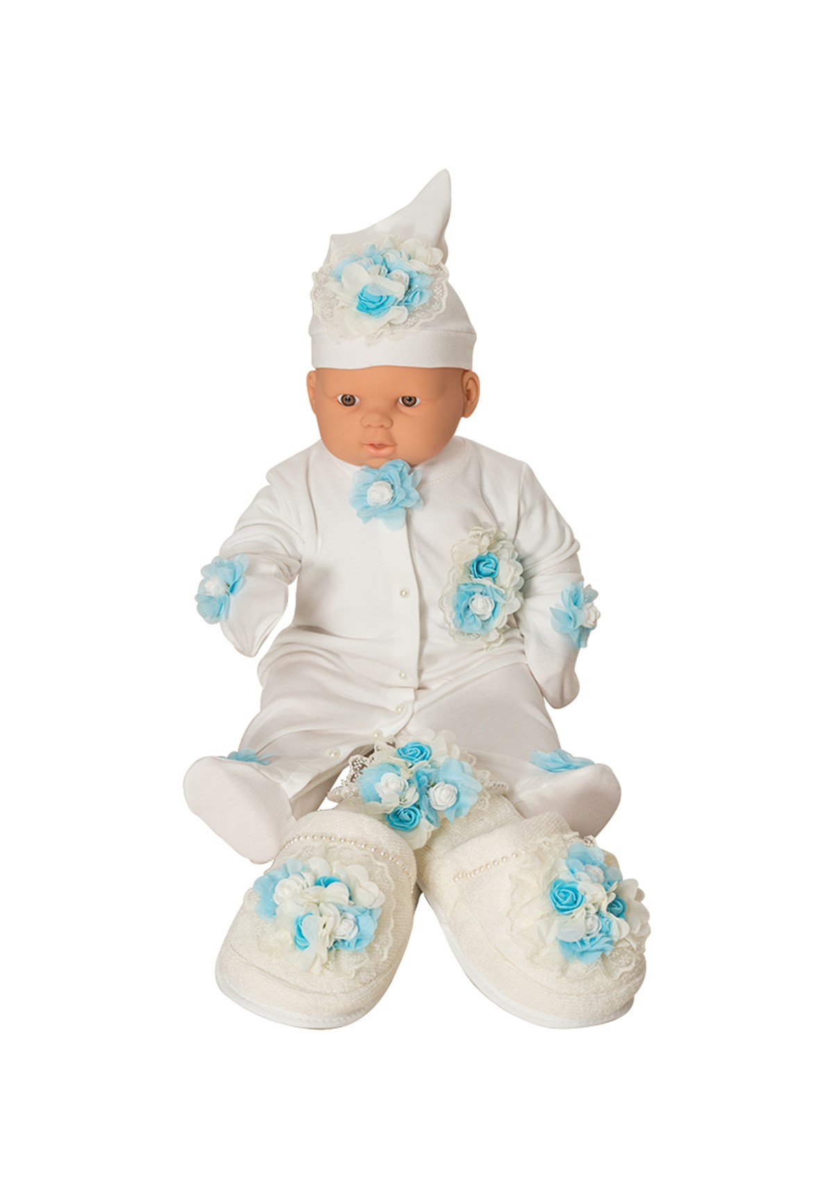 MECIT 205 Baby Rompers 5 Pieces Maternity Slipper and Crown Set