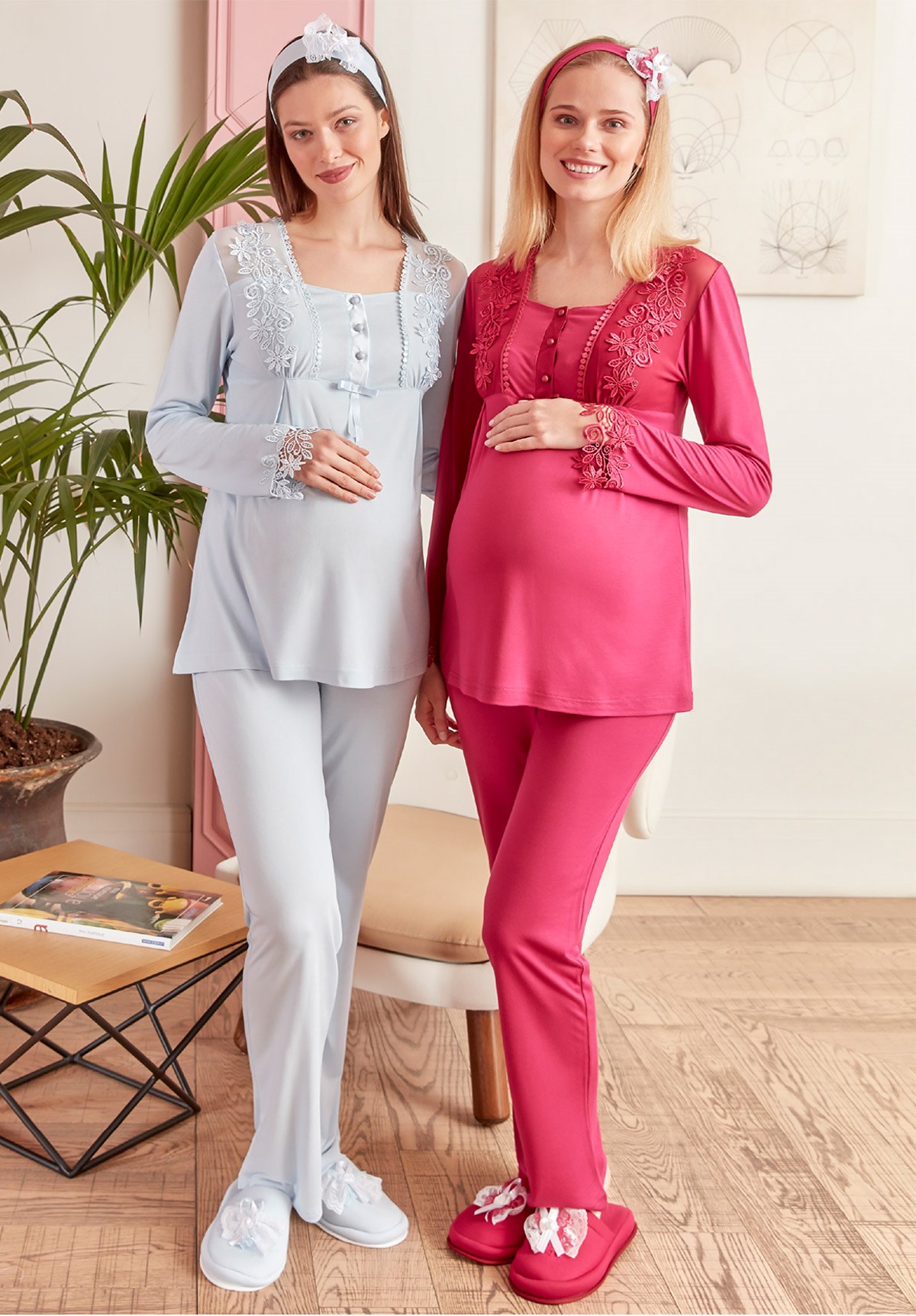 Mecit 5011 Grek Tüllü Lohusa Pijama Takımı