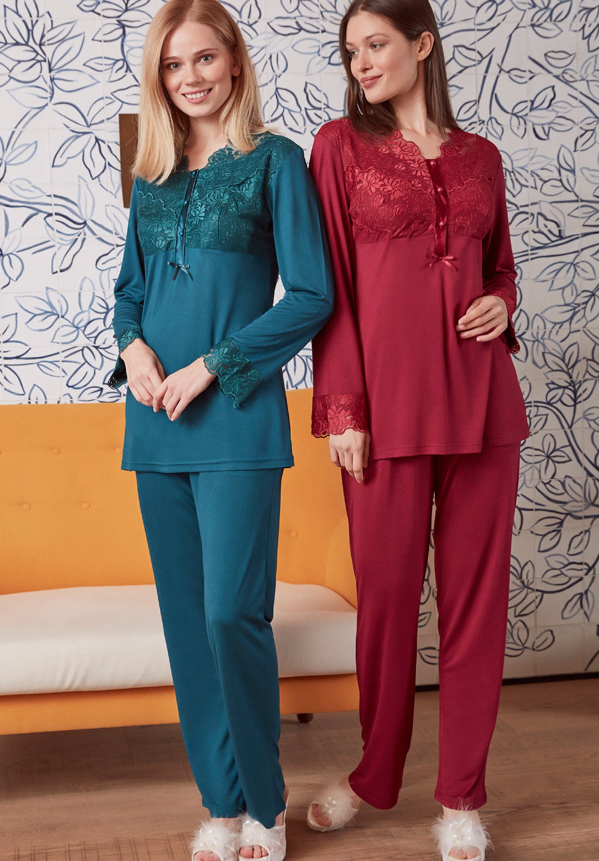 MECIT 5036 Lace Detailed Maternity Pajama Sets