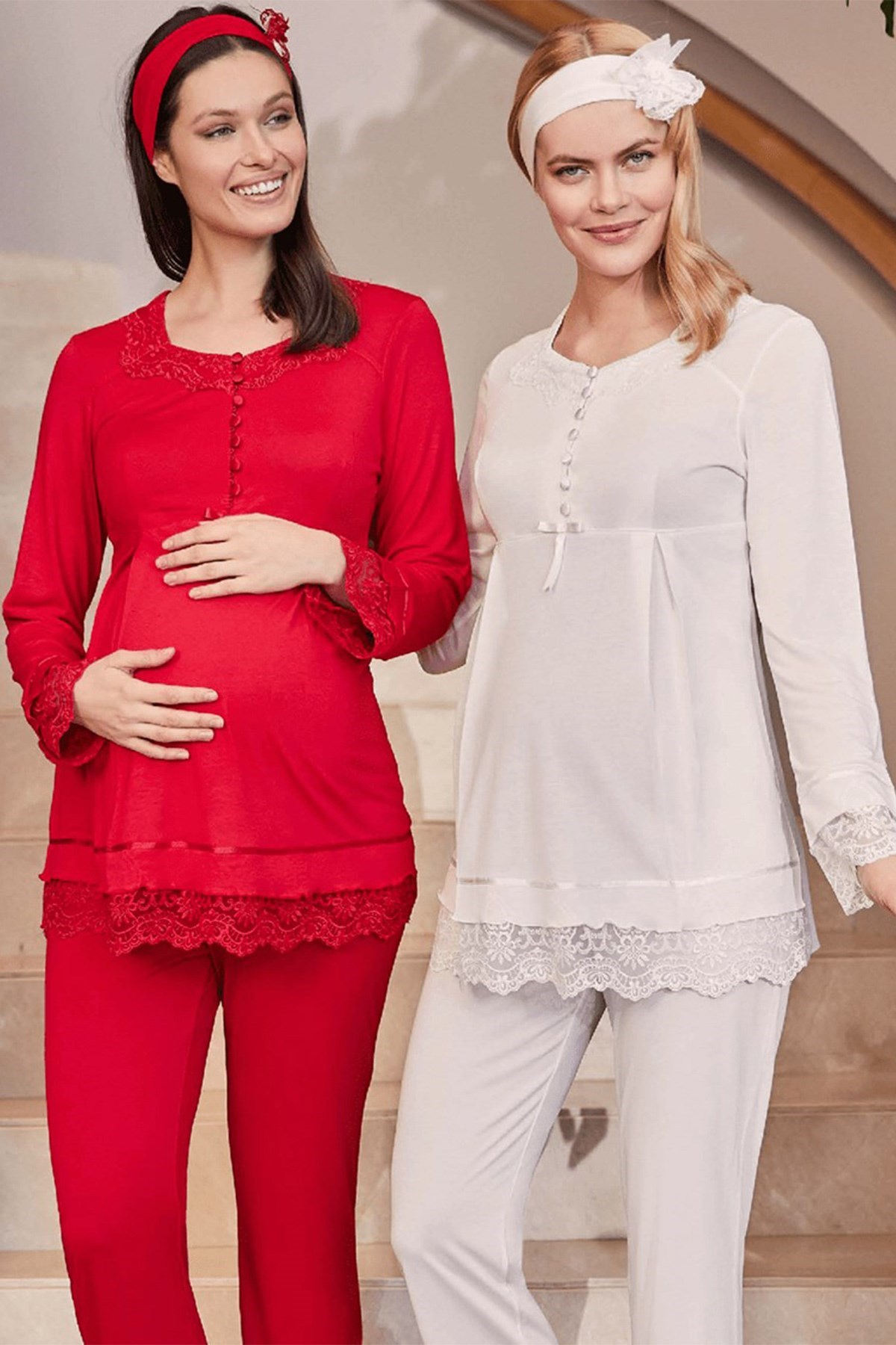 Mecit 5216 Eteği Dantelli Lohusa Pijama Takımı