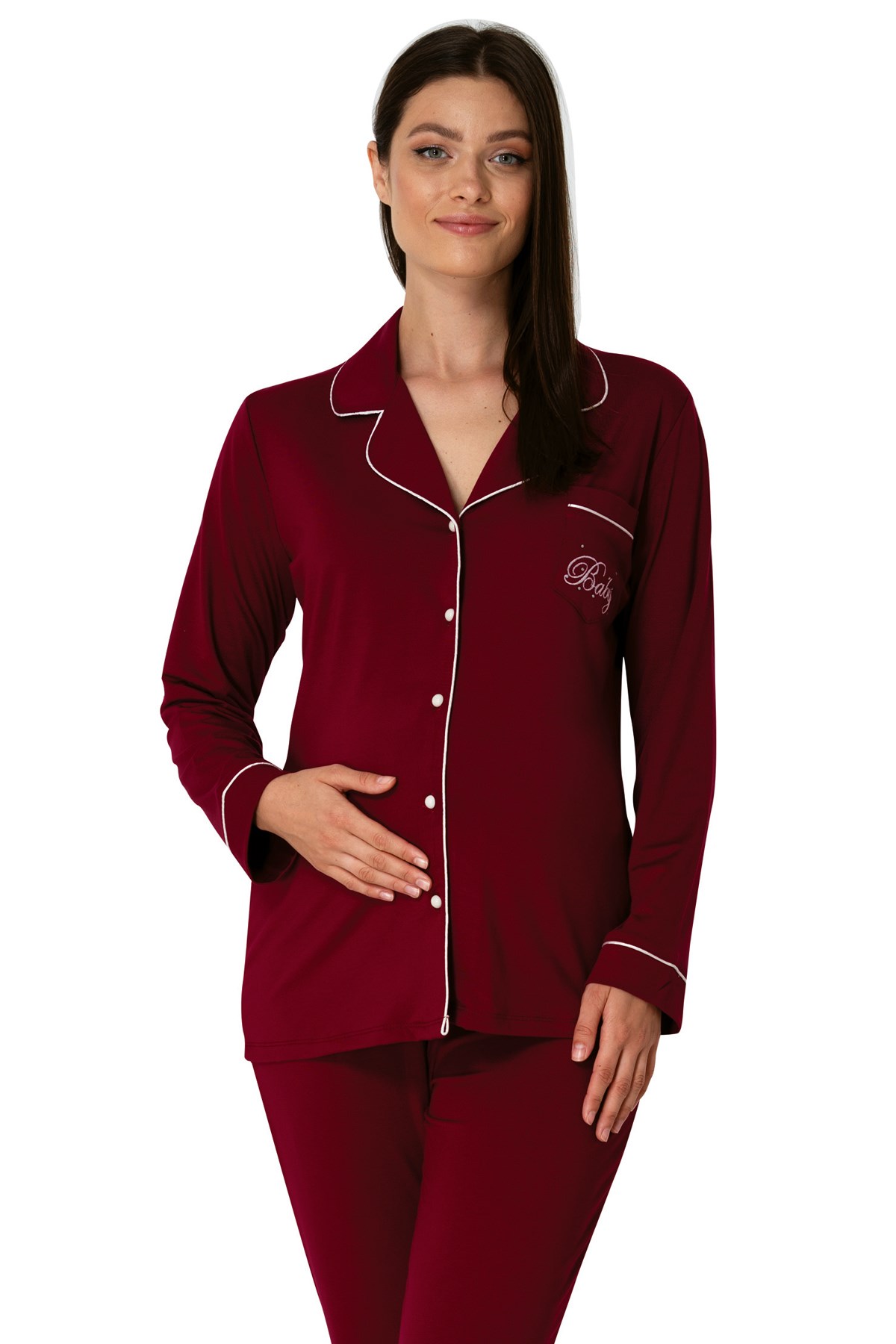 Mecit 5310 Bordo Önden Düğmeli Lohusa Pijama