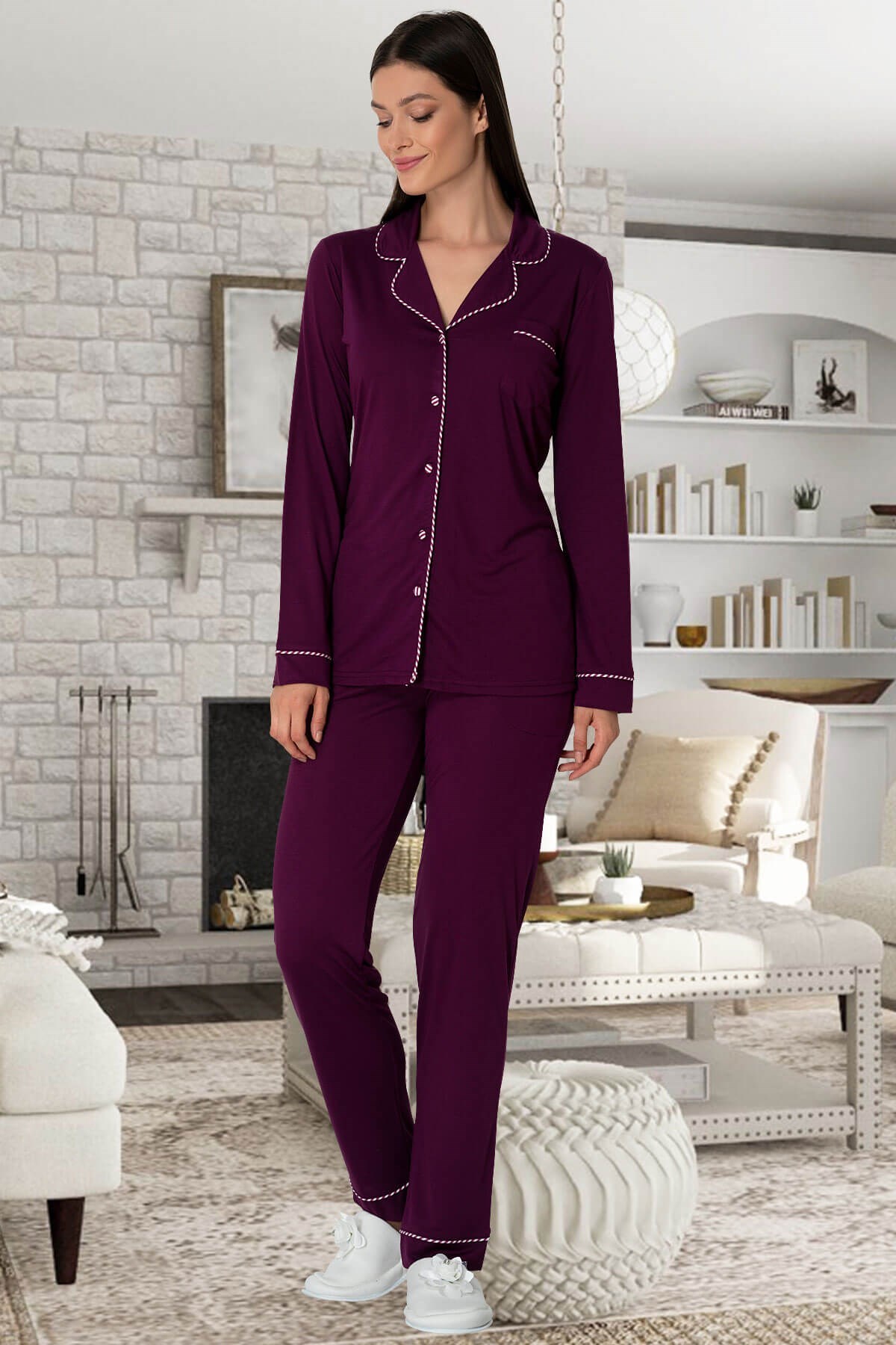 Mecit 5336 Stile Önden Düğmeli Lohusa Pijama