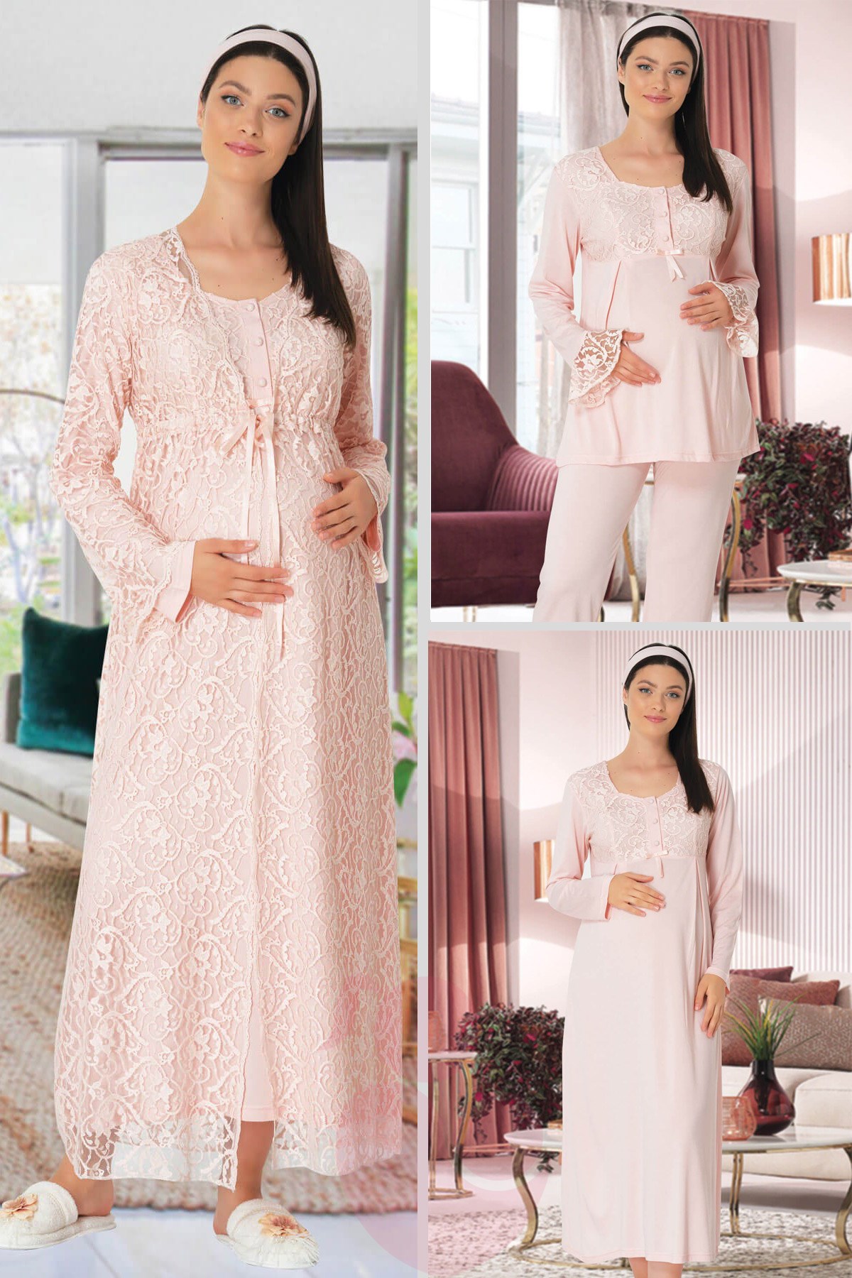 Mecit 5339 Pudra Pembe 4lü Hamile Lohusa Set