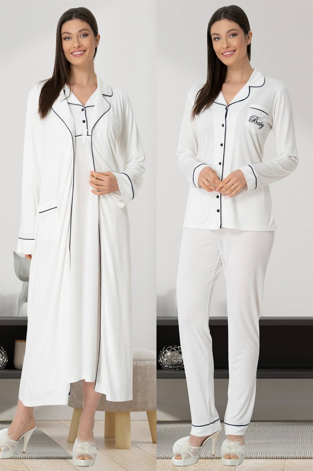 Mecit 5434 Ekru Lohusa Hamile 4lü Set