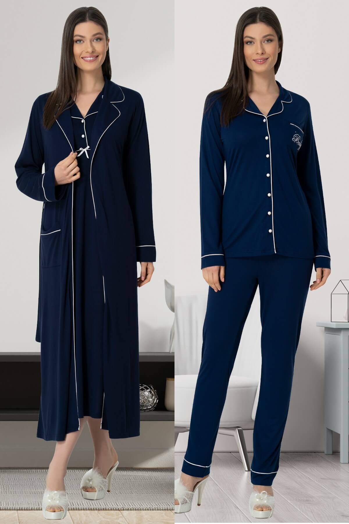 Mecit 5434 Lacivert Lohusa Hamile 4lü Set