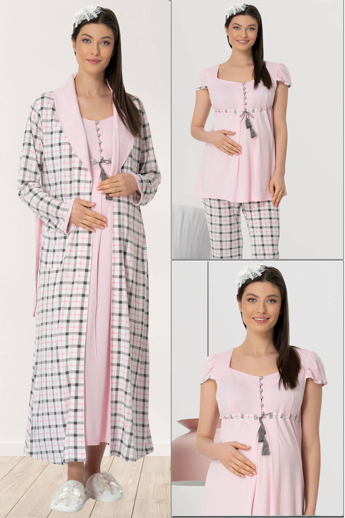 Mecit 5437 Pembe Lohusa Hamile 4lü Set