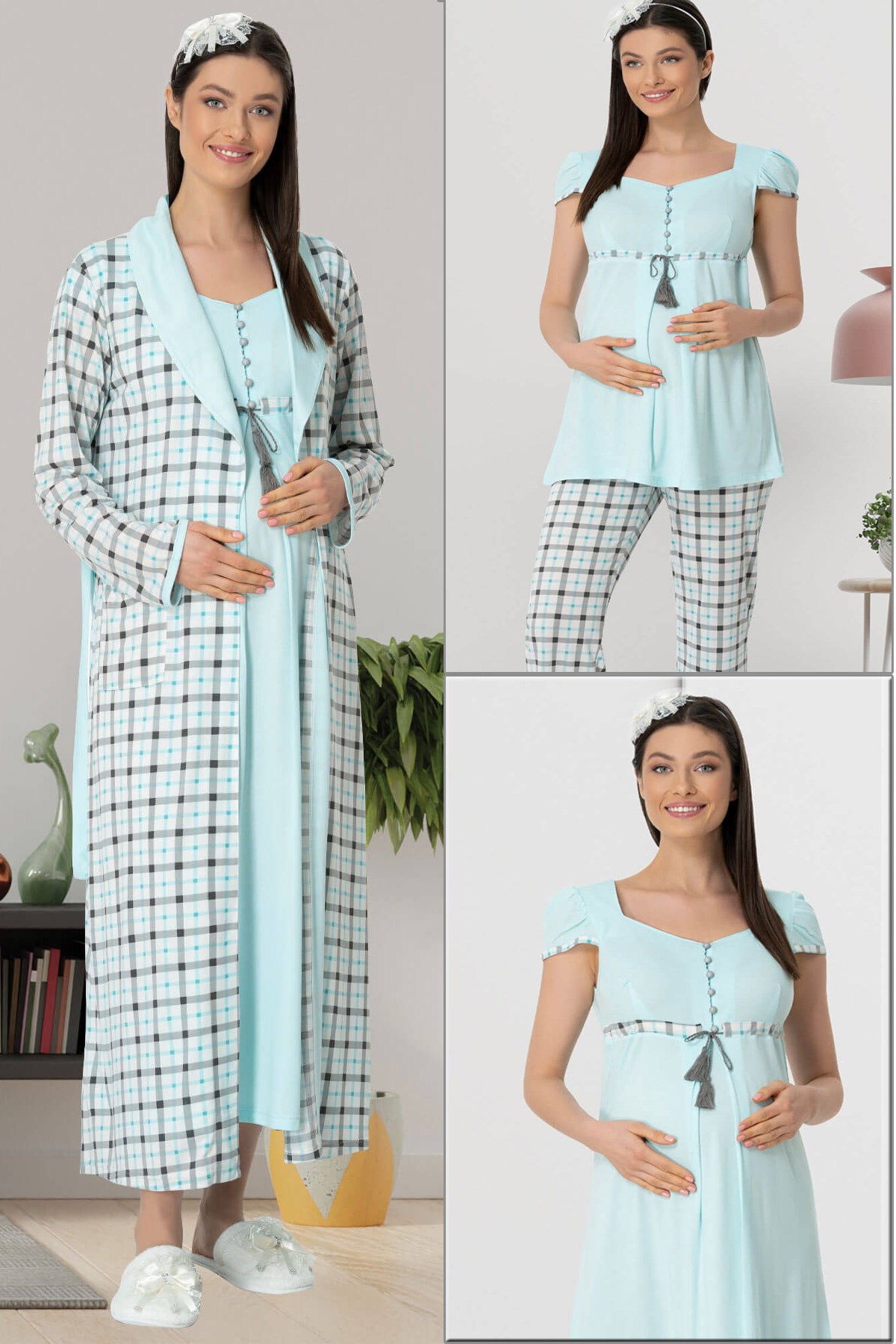 Mecit 5437 Turkuaz Lohusa Hamile 4lü Set
