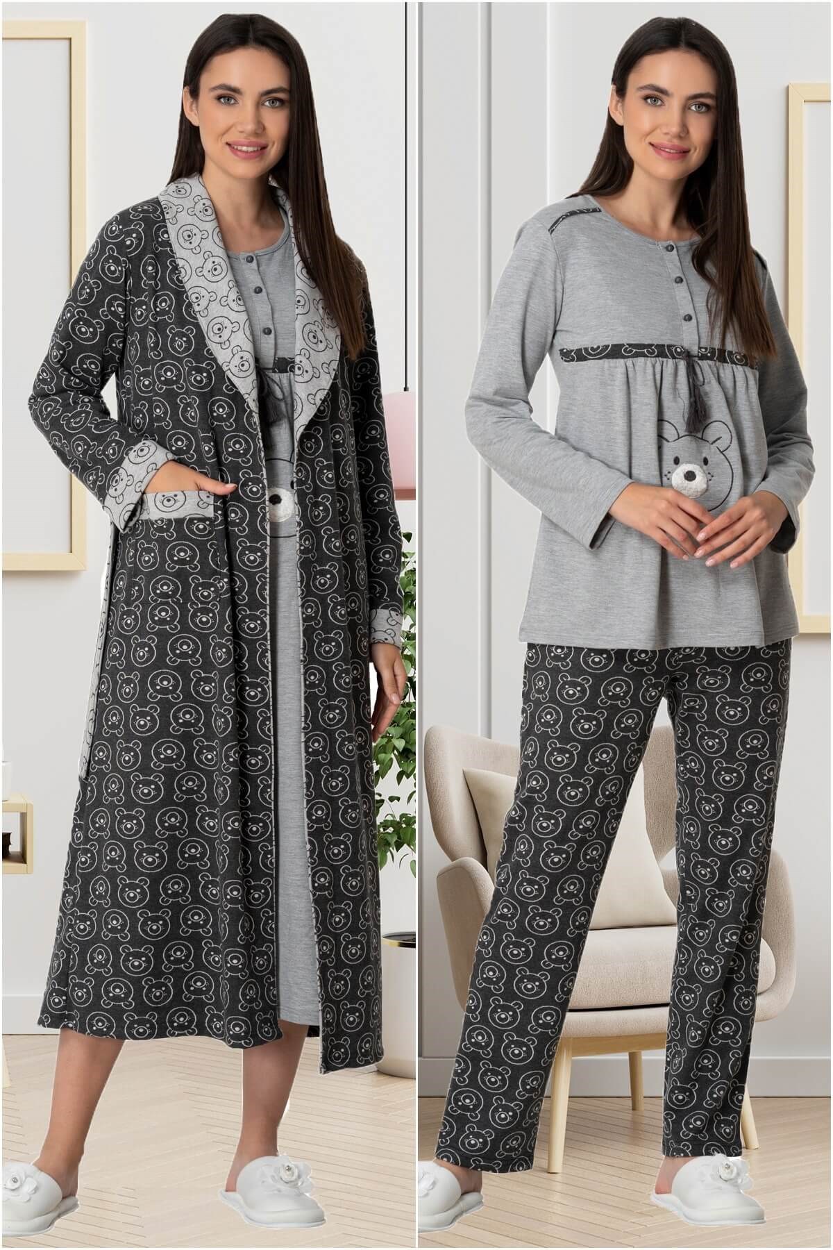 Mecit 5553 Füme Lohusa Hamile 4lü Set