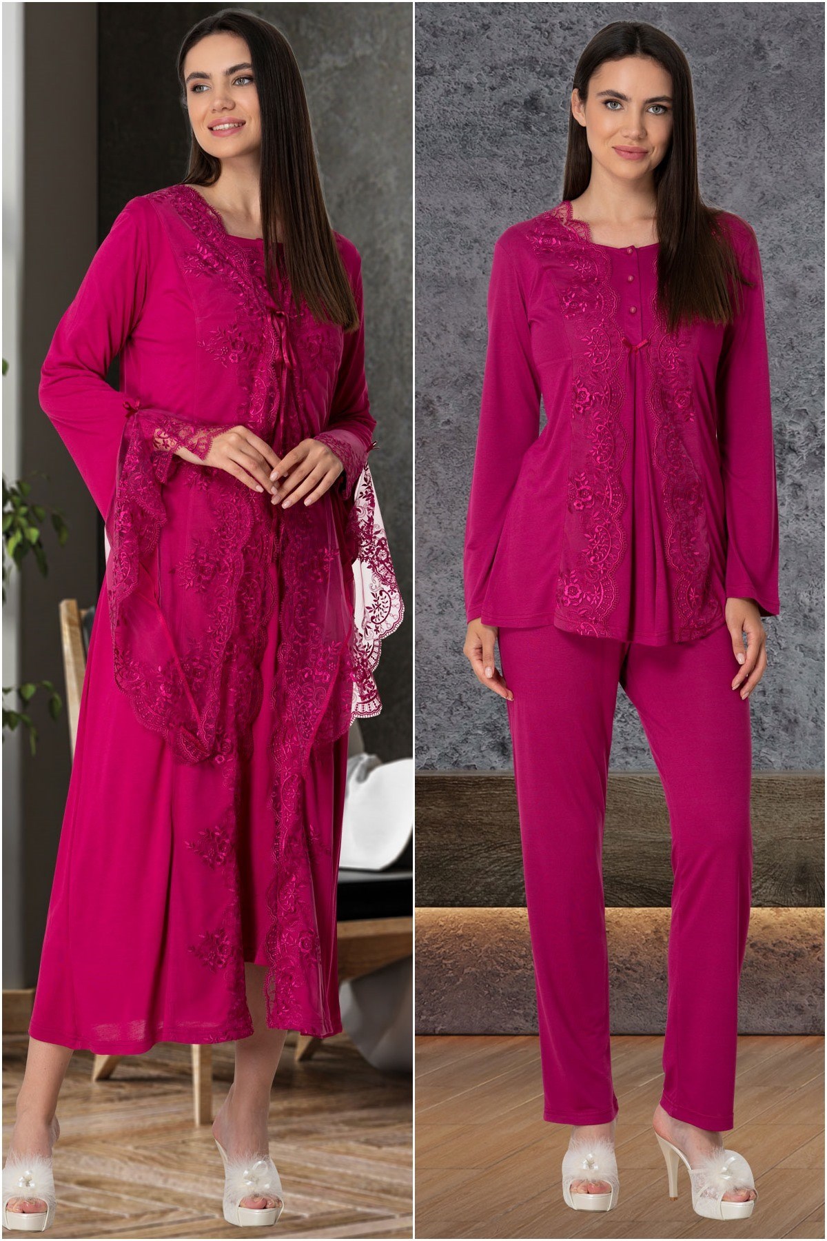 Mecit 5565 Fuşya Lohusa Hamile 4Lü Set