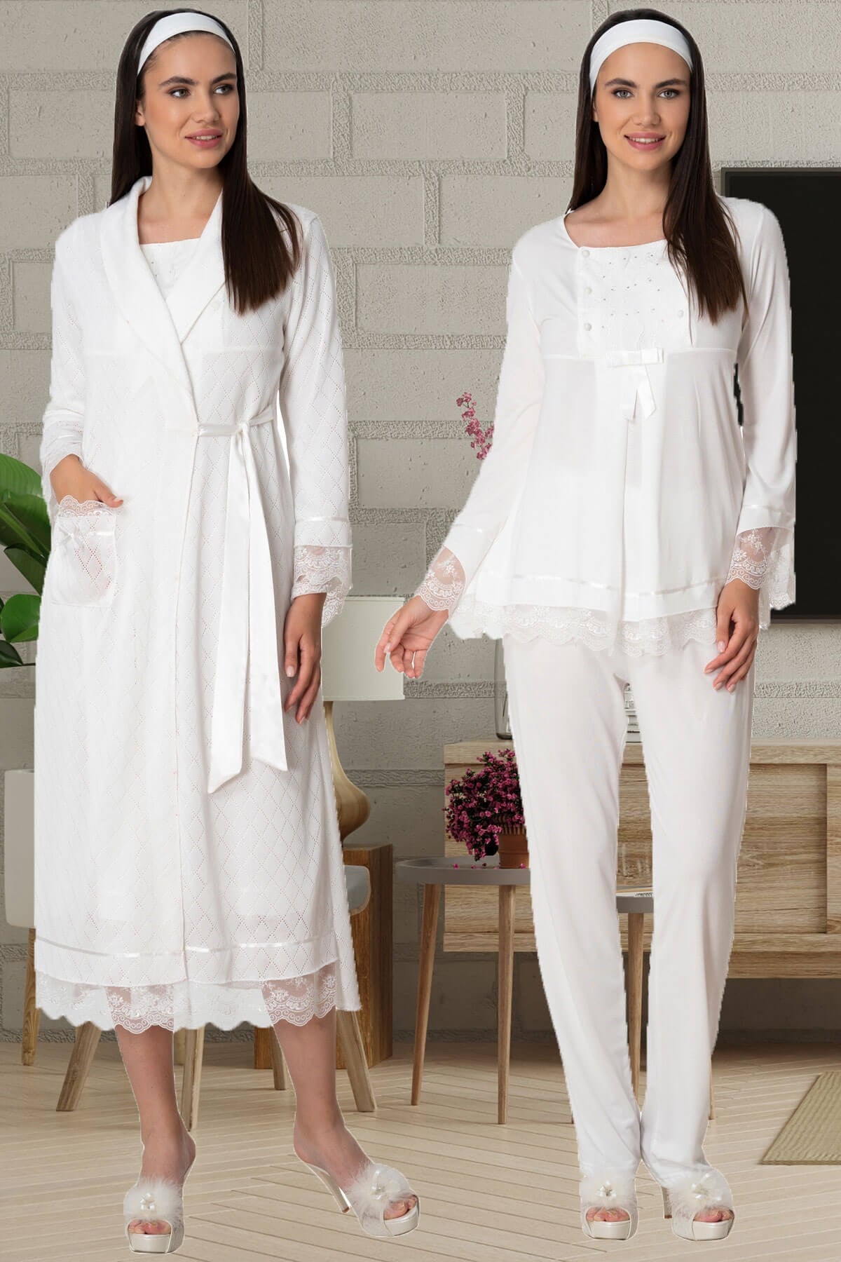 Mecit 5571 Ekru Lohusa Hamile 4lü Set