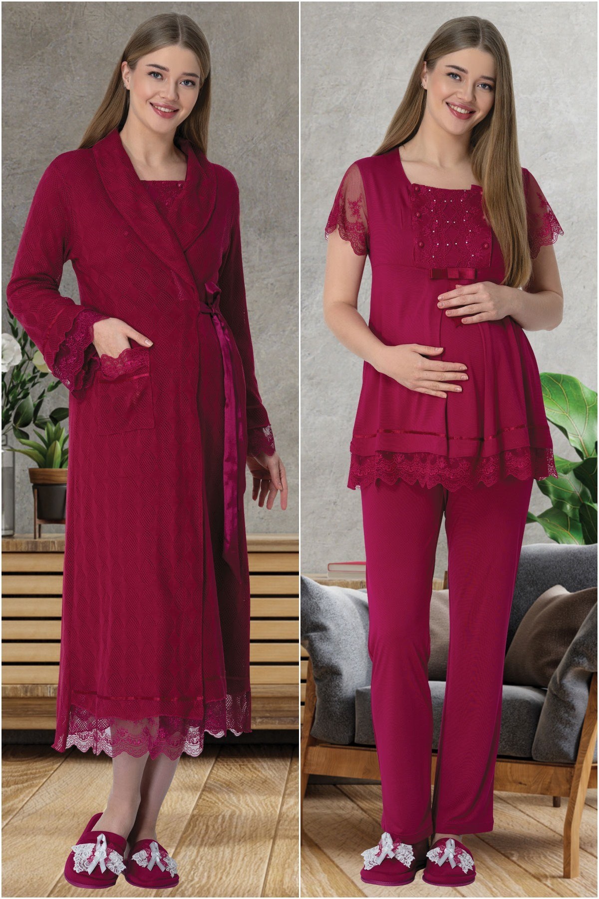 Mecit 5623 Fuşya Lohusa Hamile 4Lü Set
