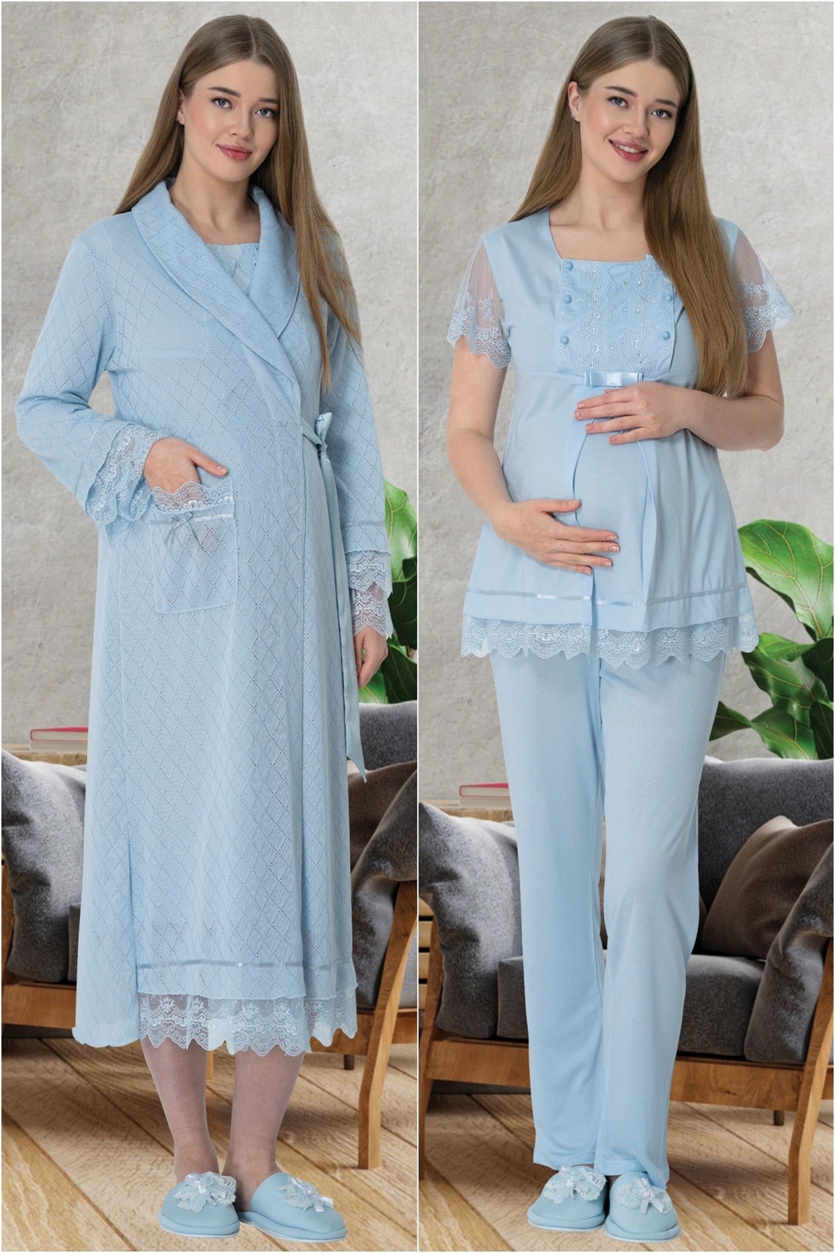 Mecit 5623 Mavi Lohusa Hamile 4Lü Set