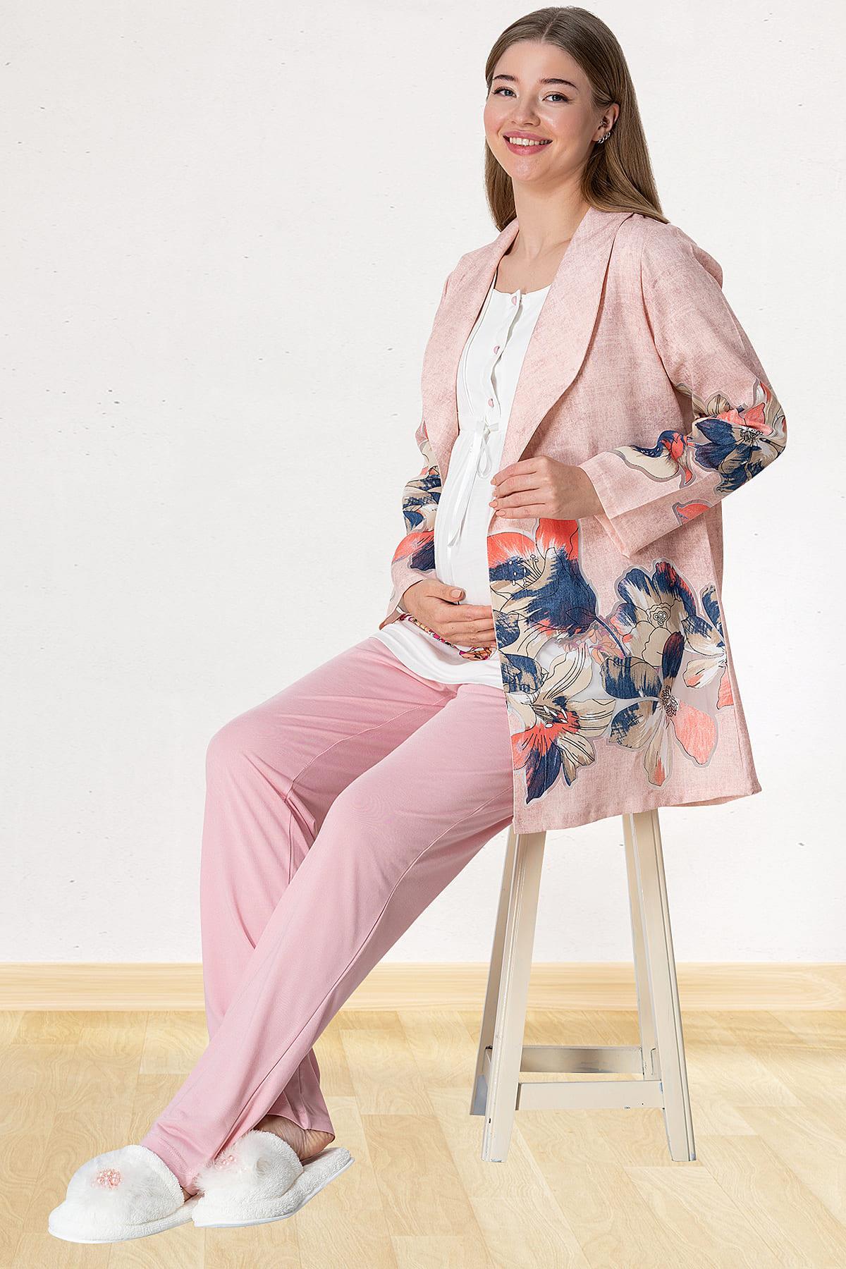 Mecit 5800 Pembe Sabahlıklı Lohusa Pijama Takımı