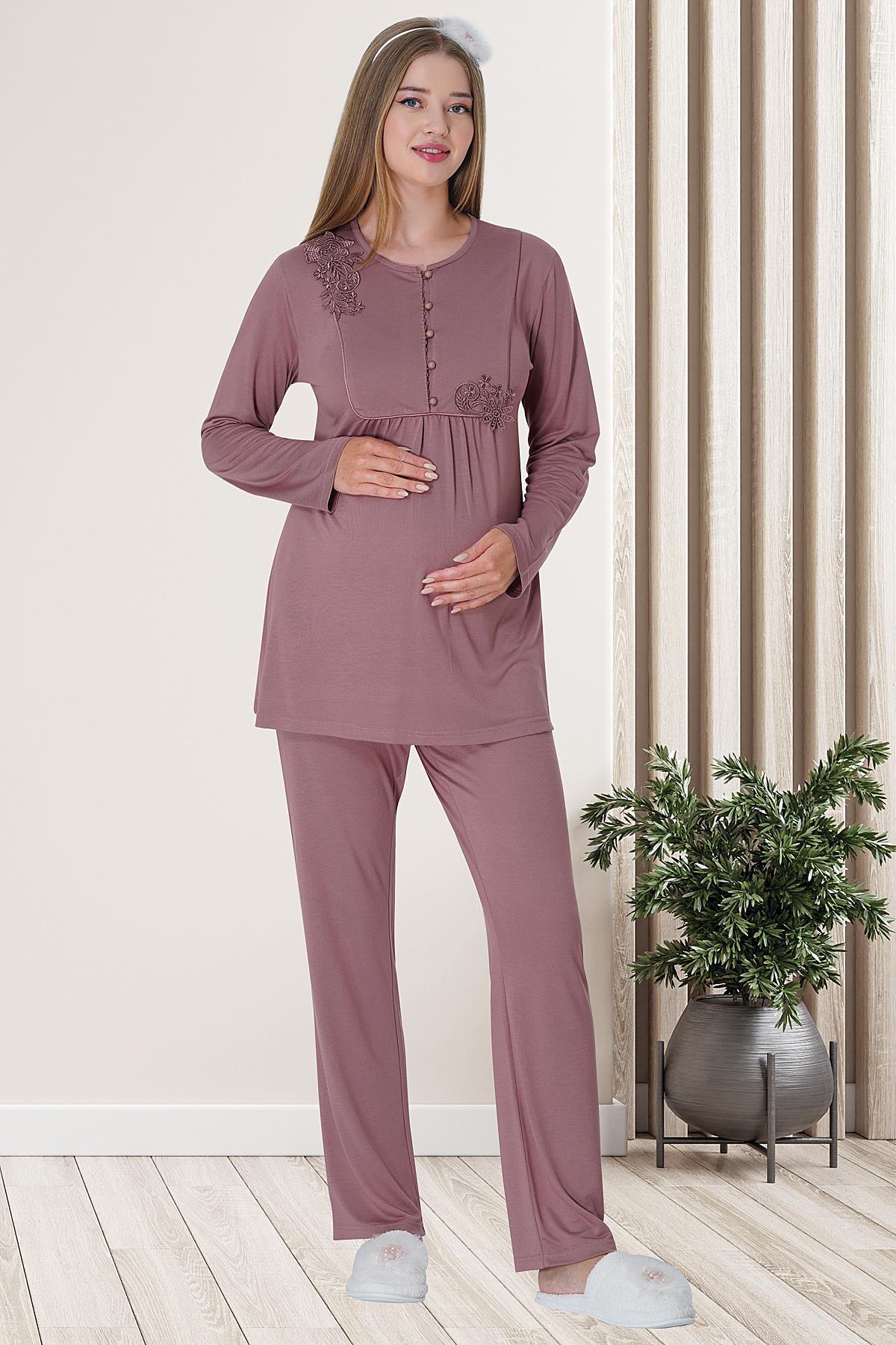 Mecit 5828 Gül Kurusu Lohusa Hamile Pijama Takımı